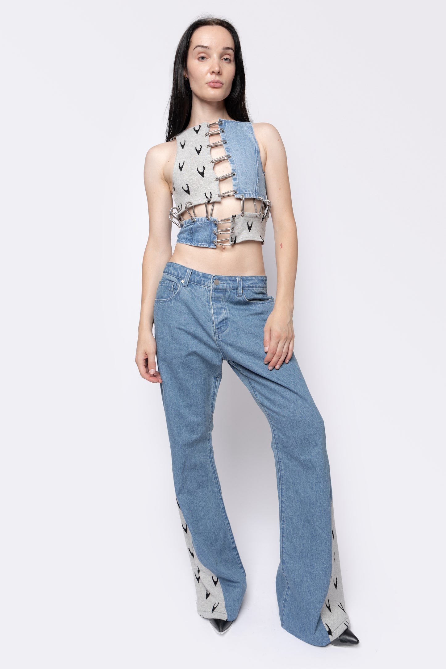 Jacquard Knit/ Denim Mix Media FANG Jeans