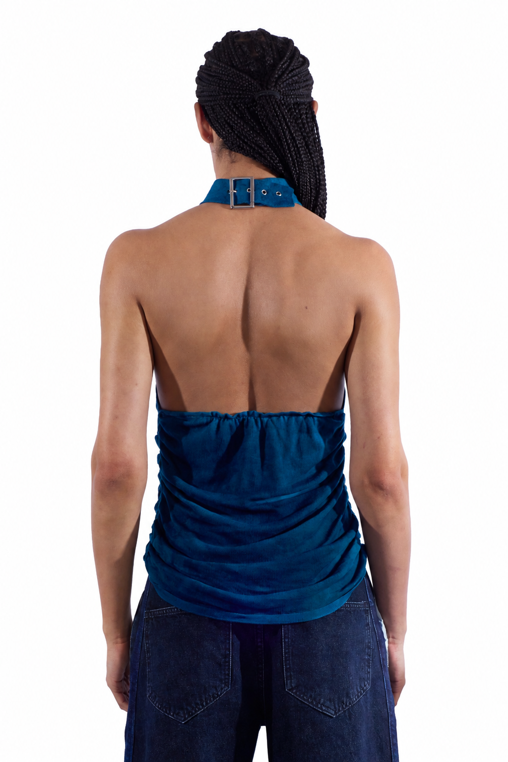 Sheer Grommeted Choker Sleevless Knit Raglan Top