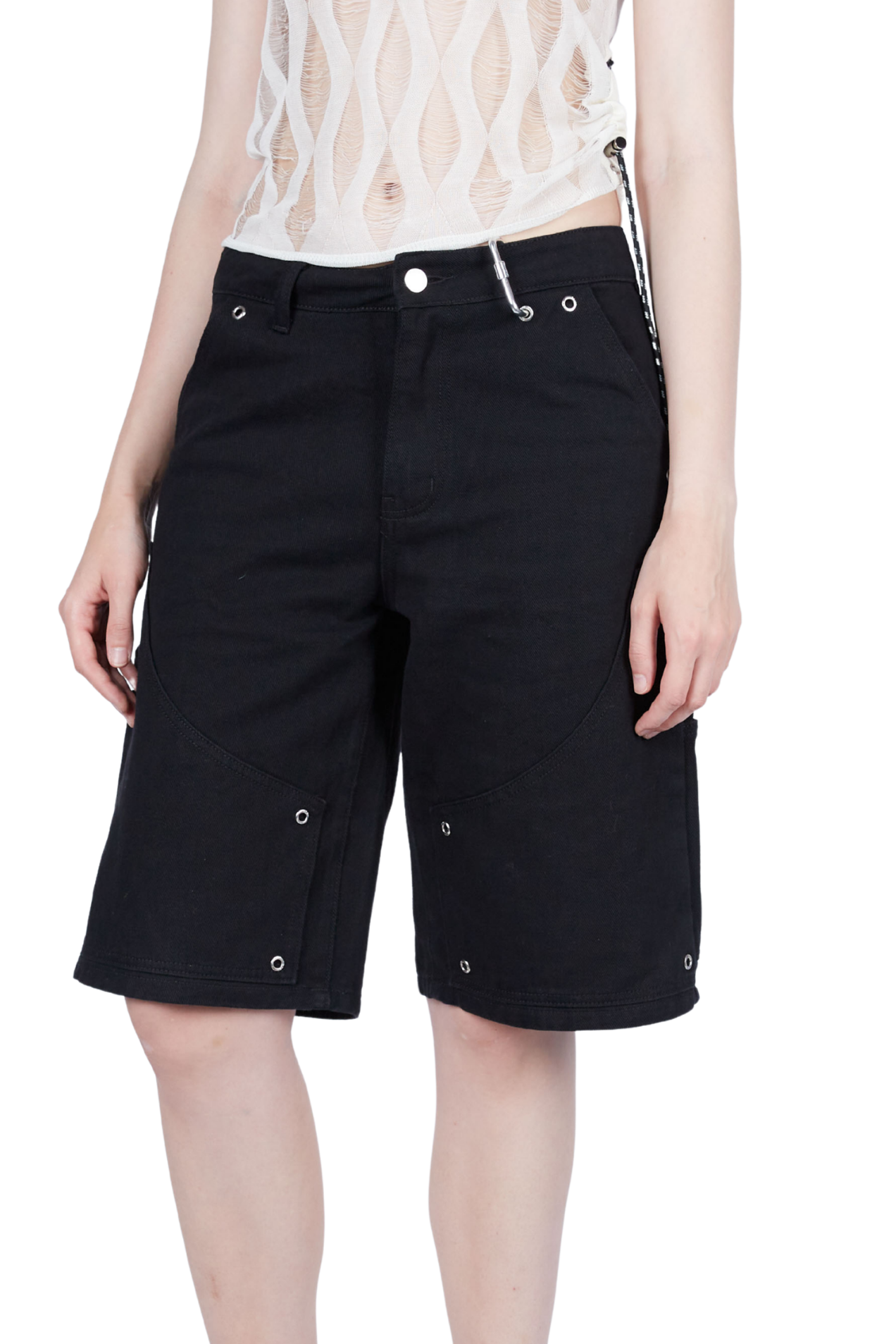 Grommeted Double Knee Carpenter Capri Pants