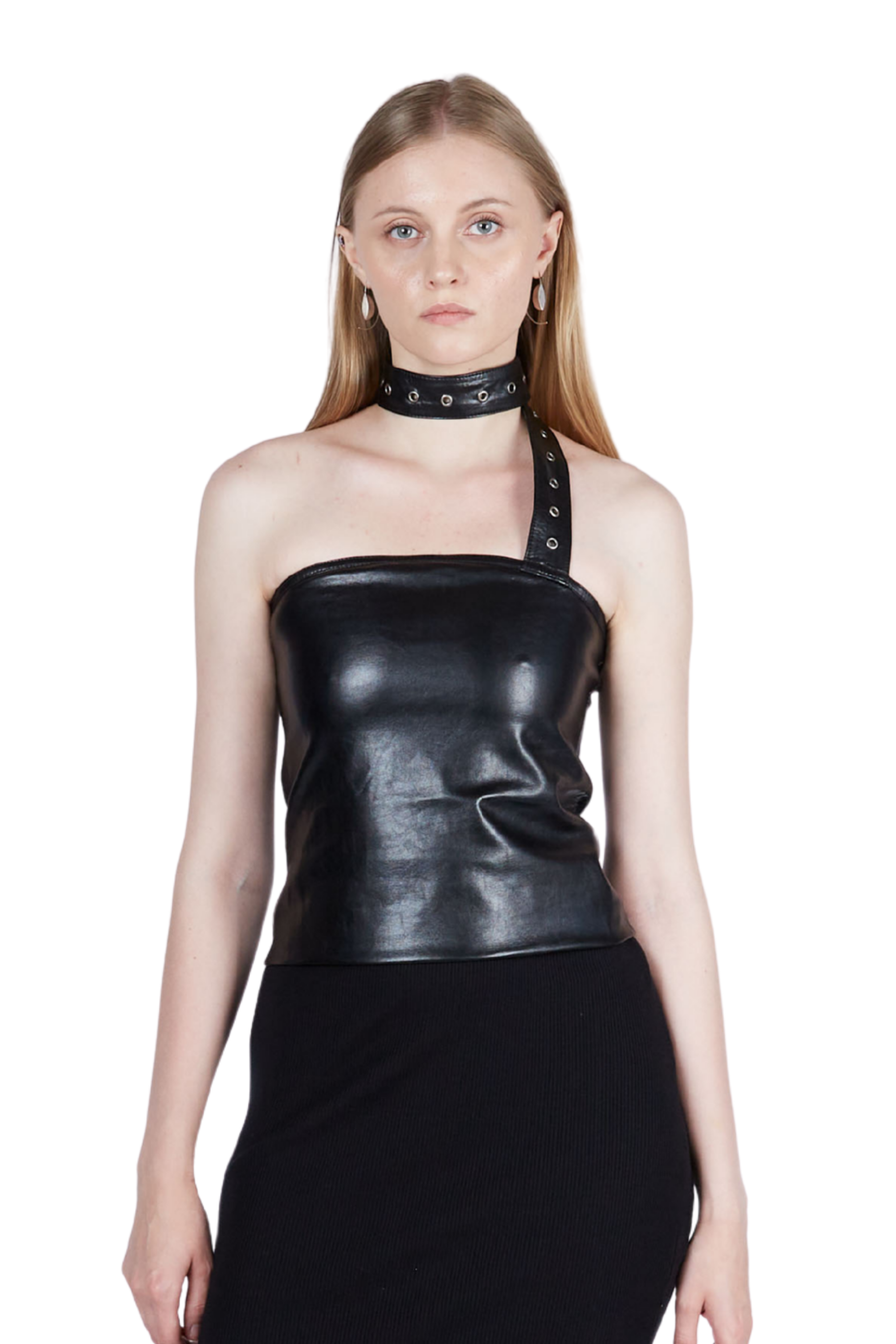 Vegan Leather Scarf Top