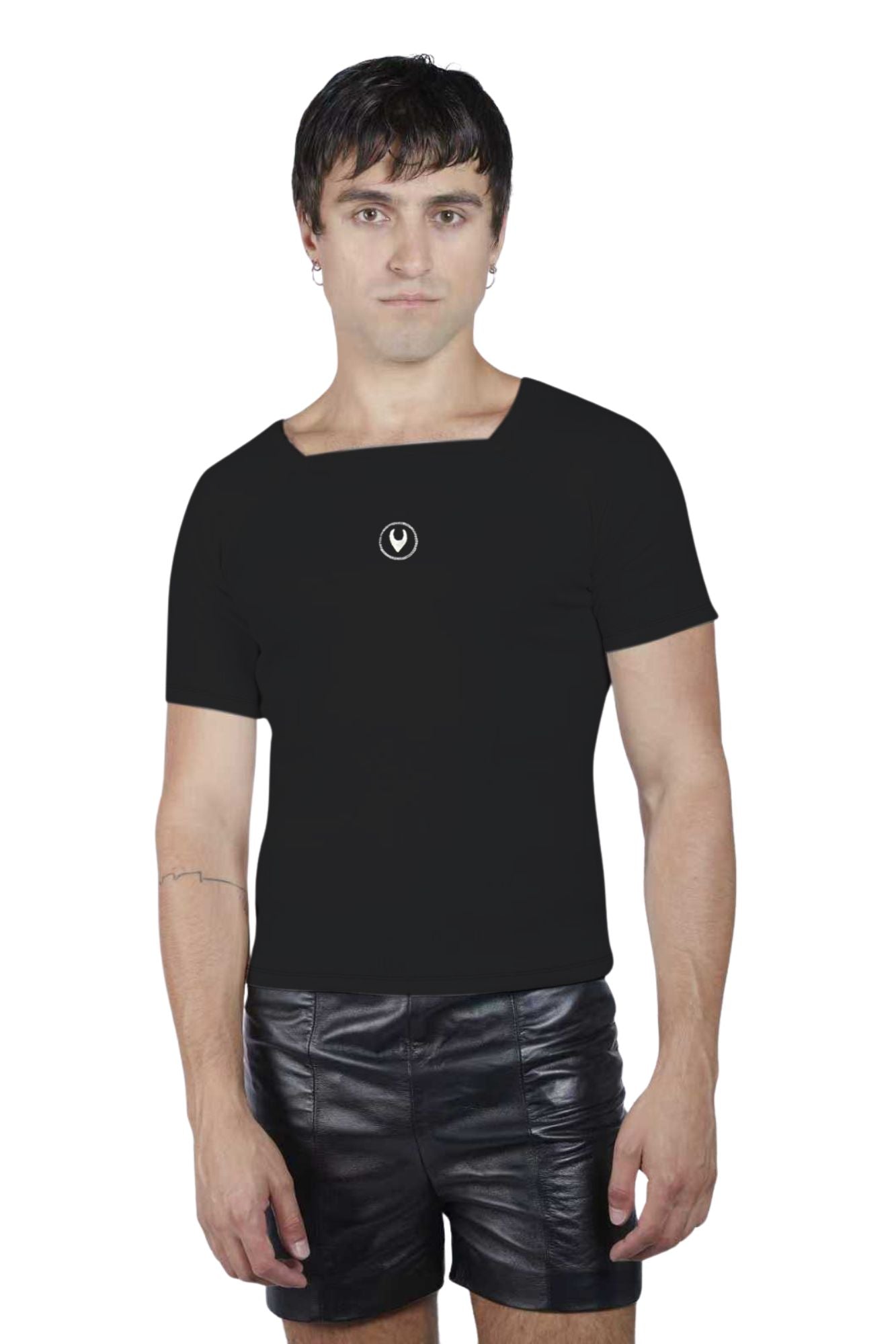 Essential Square Neck Ribbed Tee Black