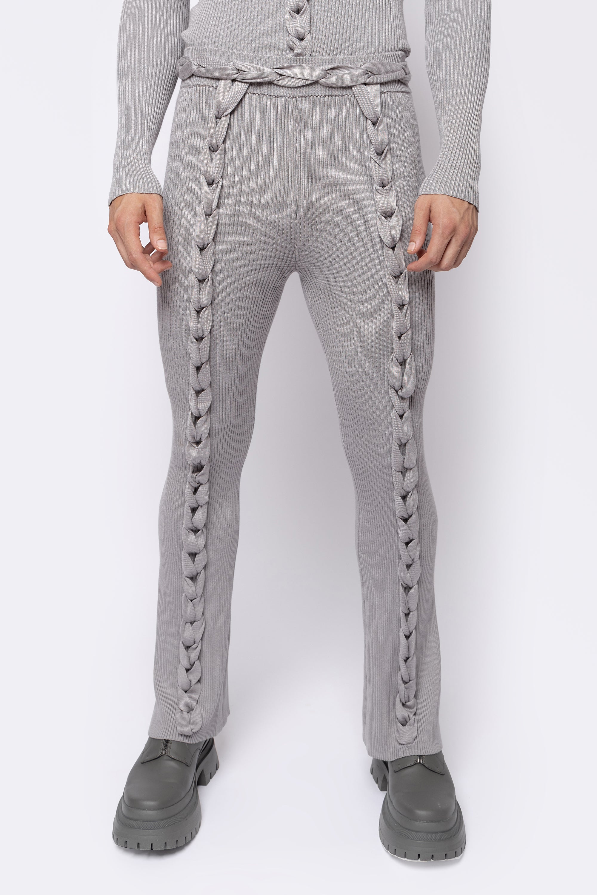 Chain Link Knitted Pants Grey