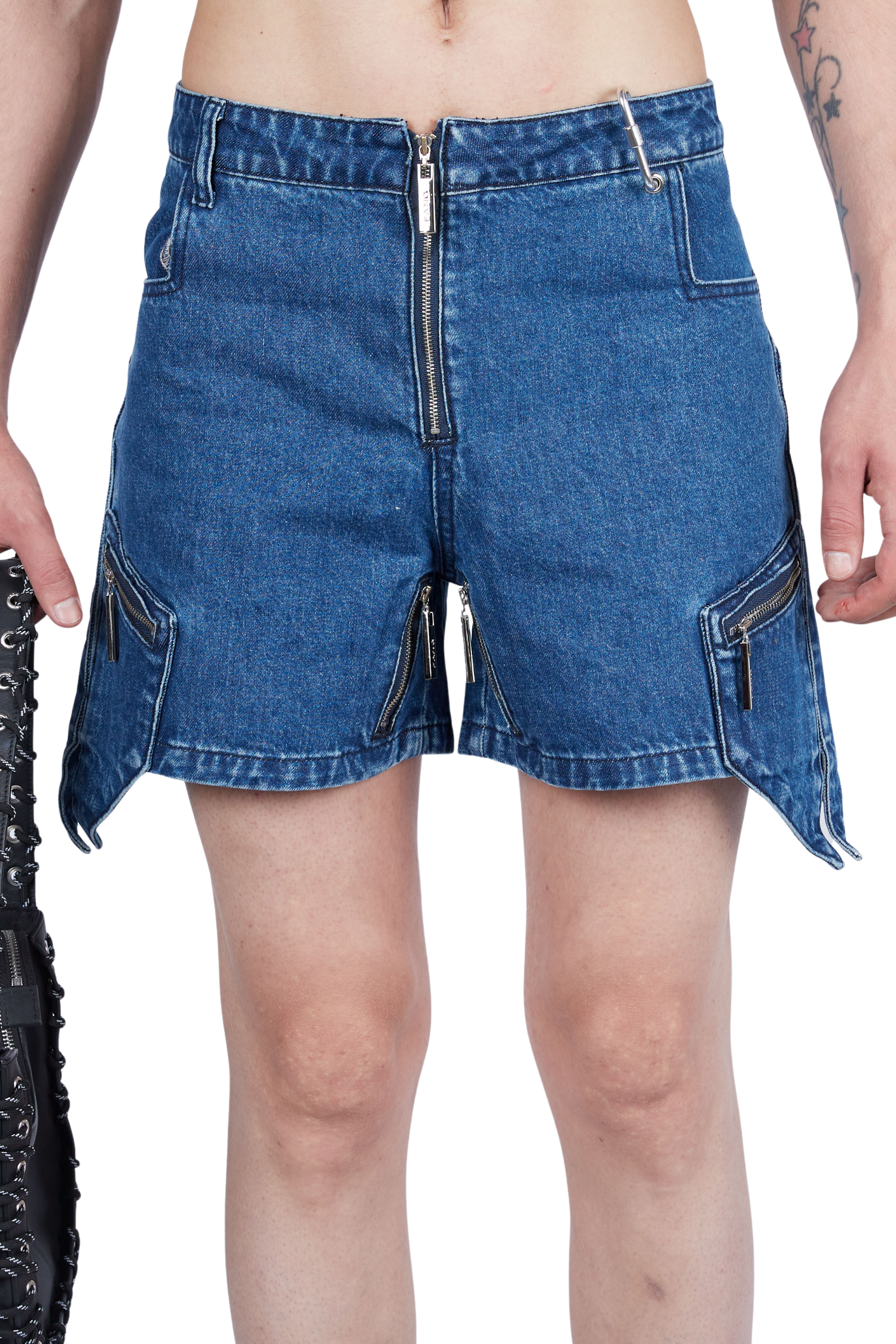 Zipper Ski Shorts With Extended Pockets Medium Wash