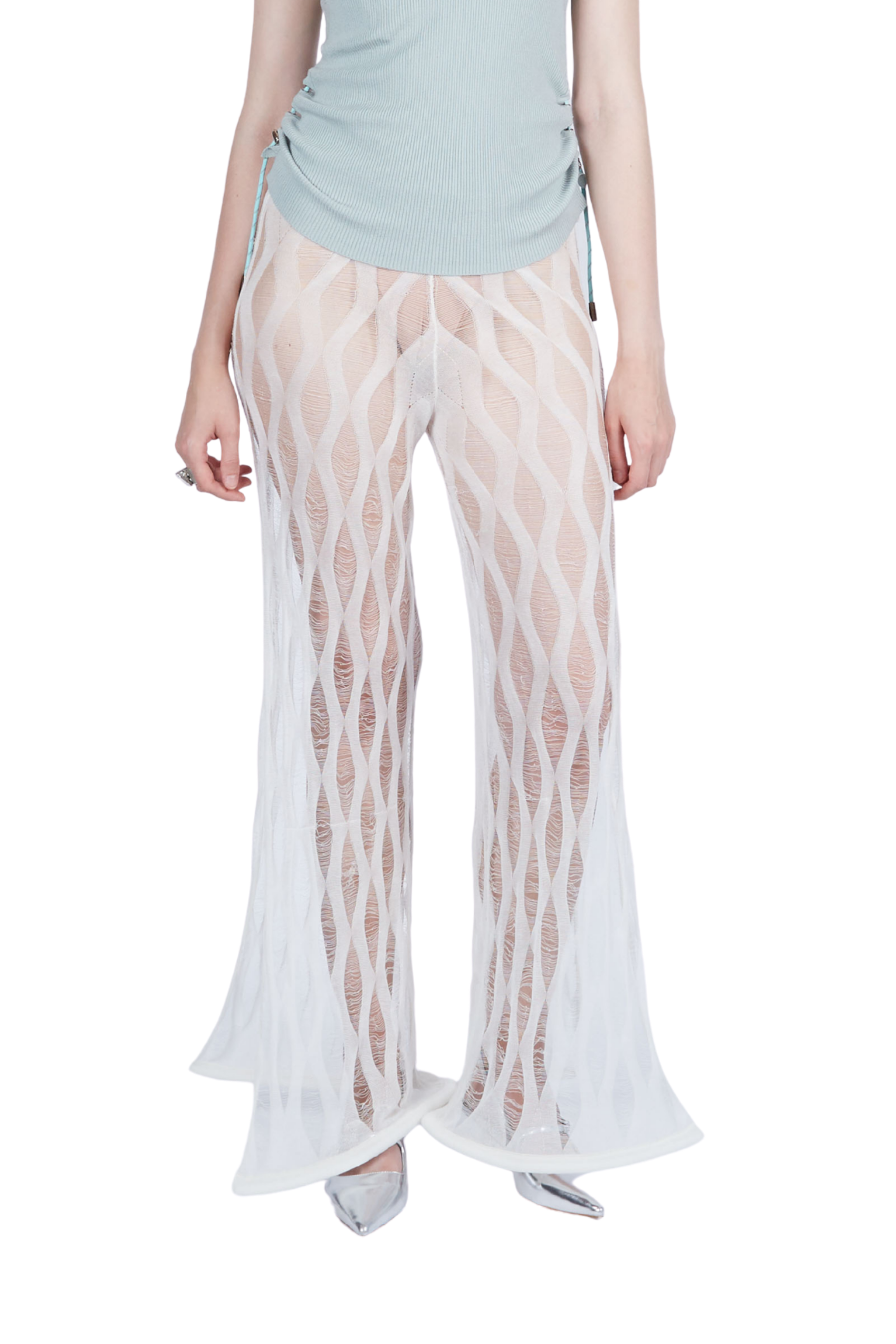 Diamond Ladder Stitch Wide Leg Pants