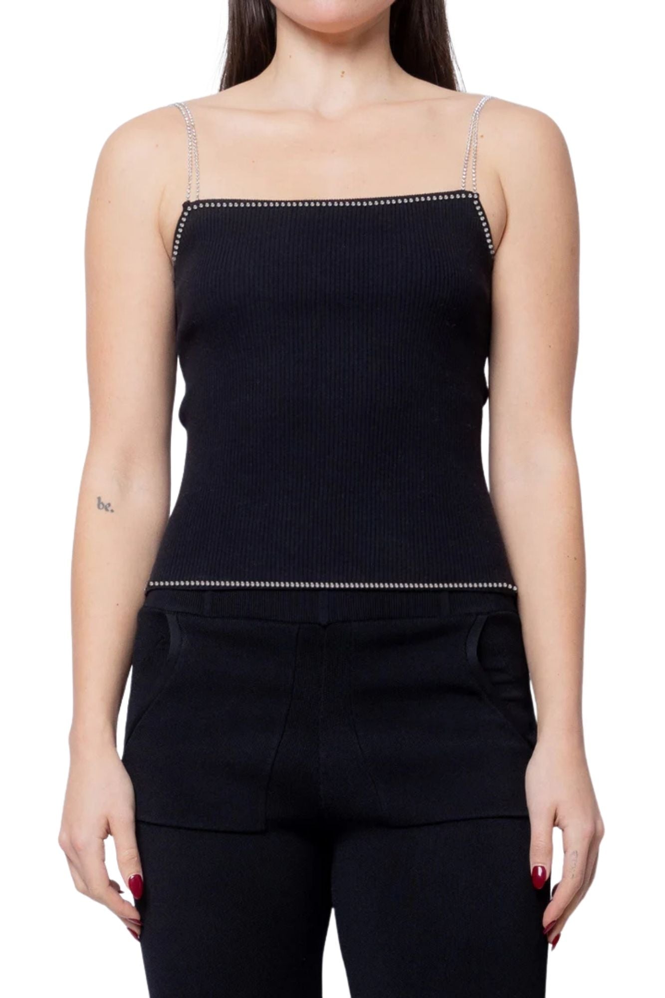 FANG NYC Rib Tank with Rhinestone Straps