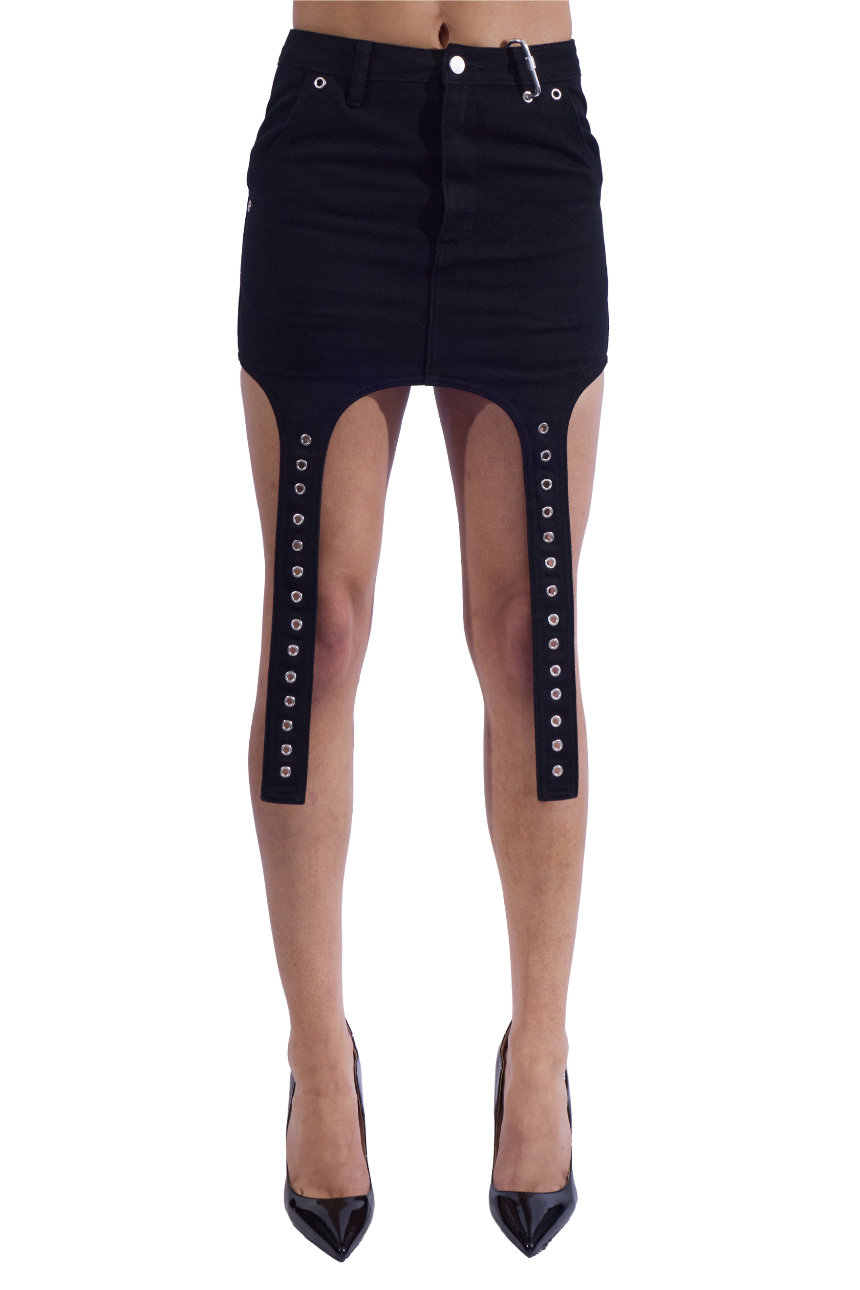 Grommeted Extended Strap Mini Skirt