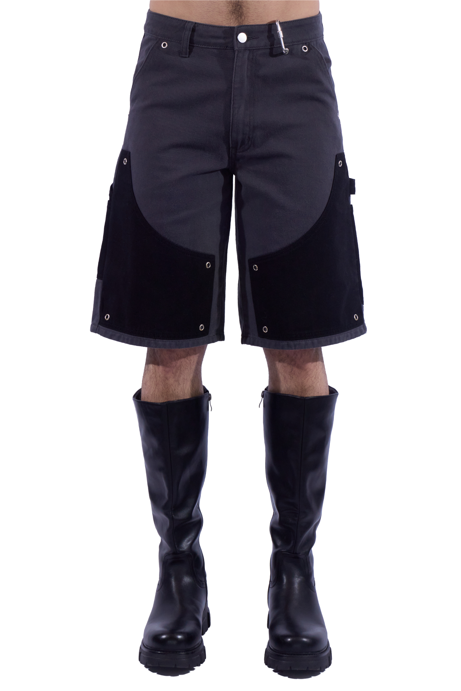 Contrasting Grommeted Carpenter Shorts