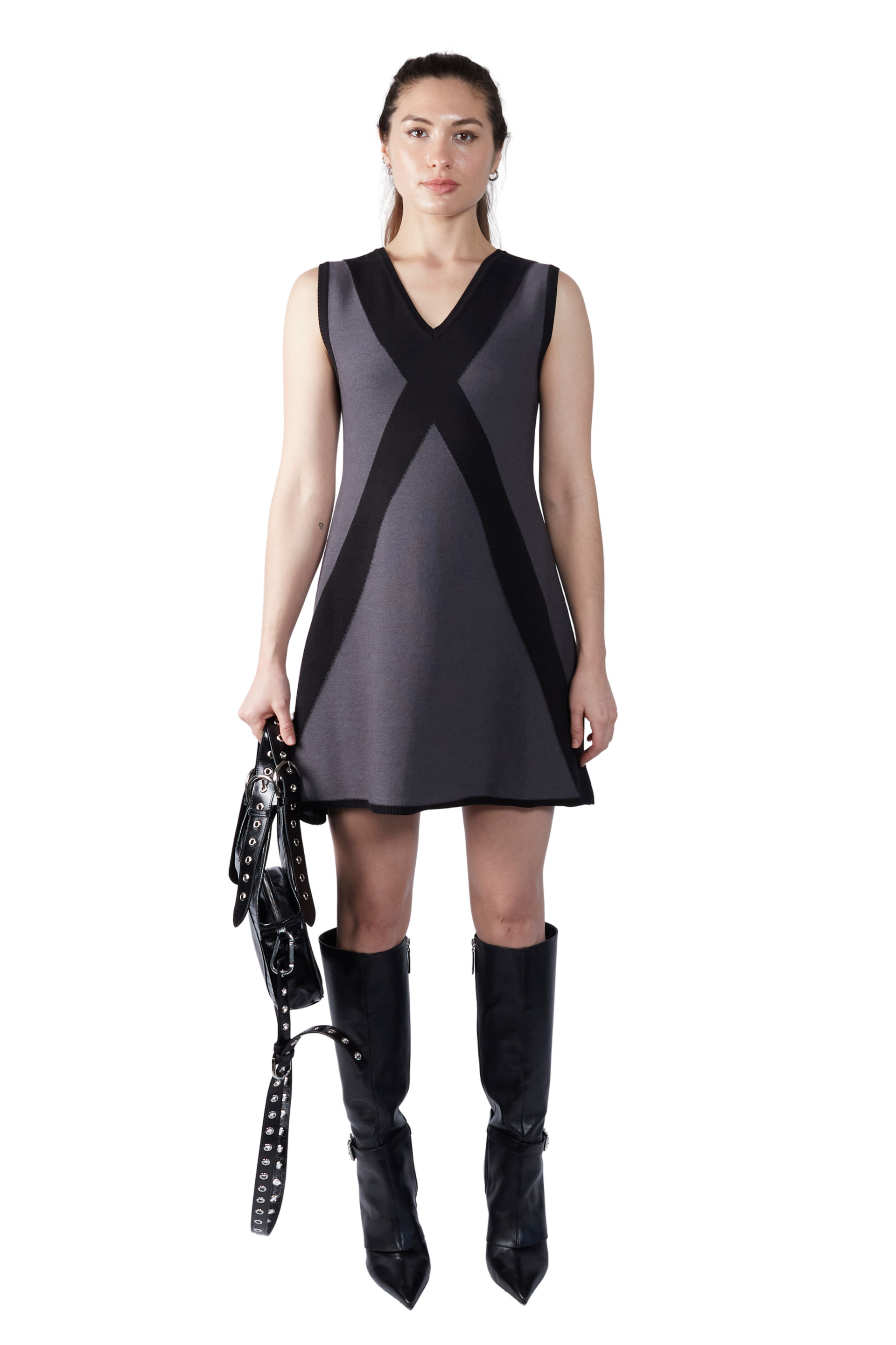 KISHIDAMIKI シルクドレスV neck no sleeve dress Jayme Sleeveless Dress - Jolie Jacquard