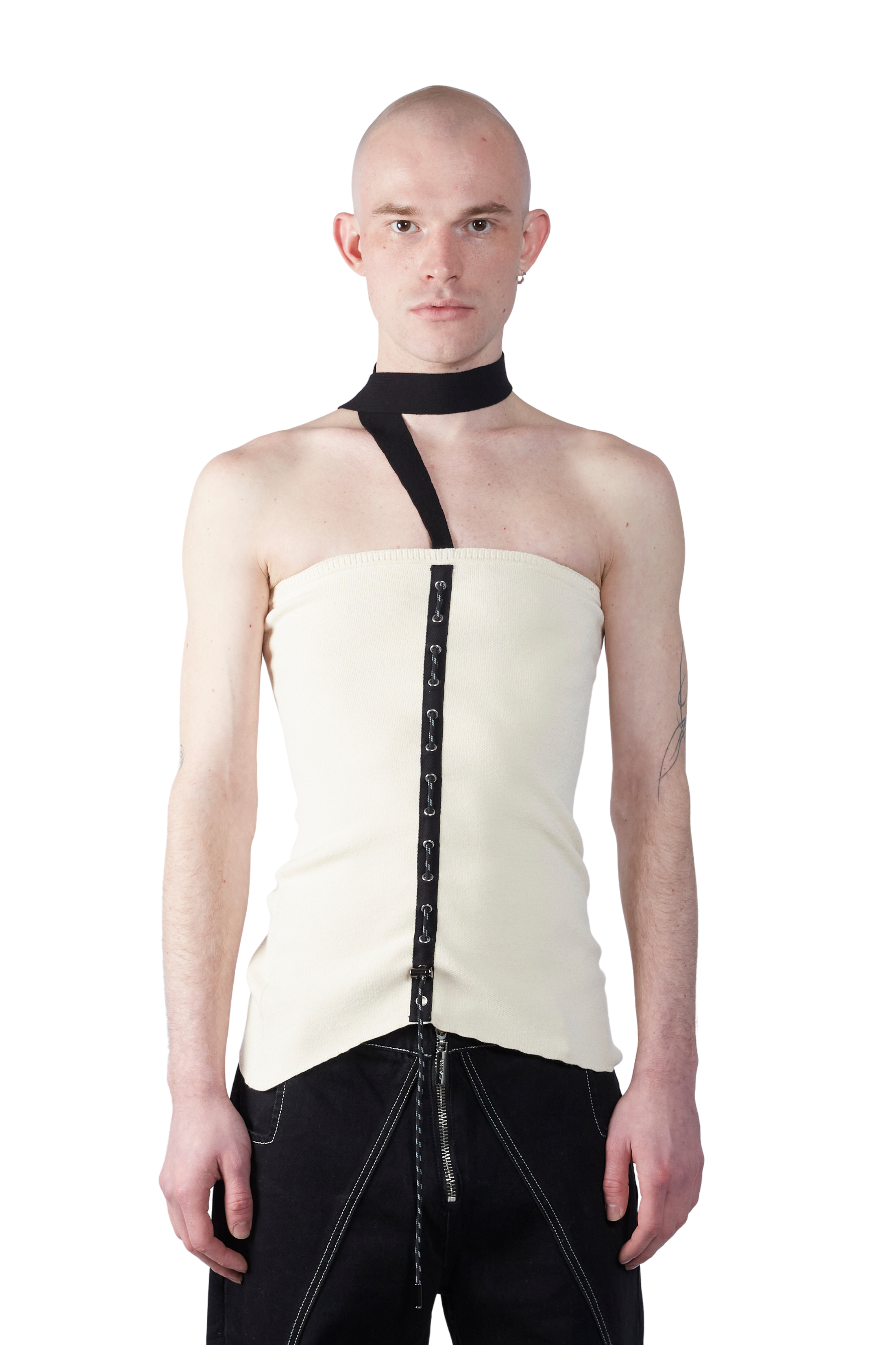 Grommet Choker Knit Top