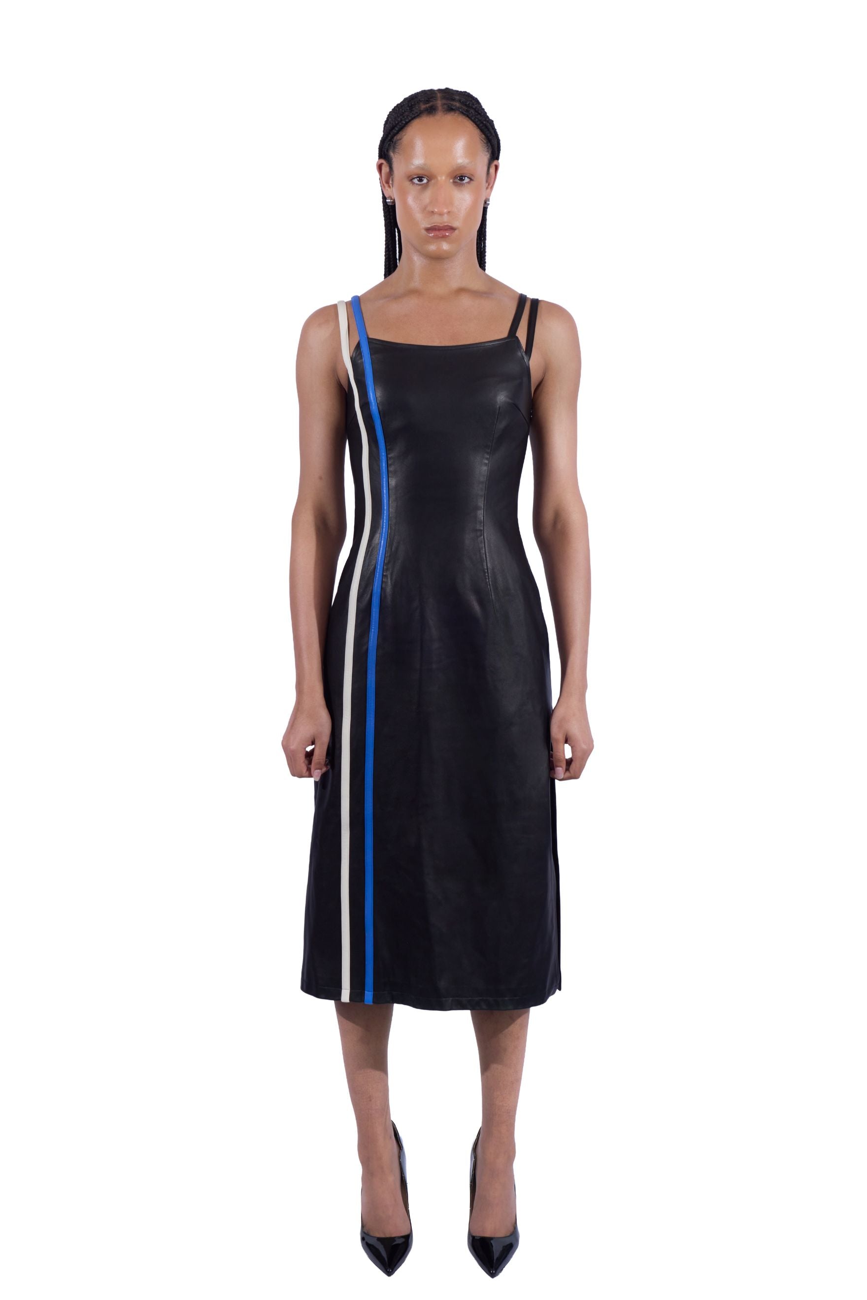 Double Striped Leather Dress