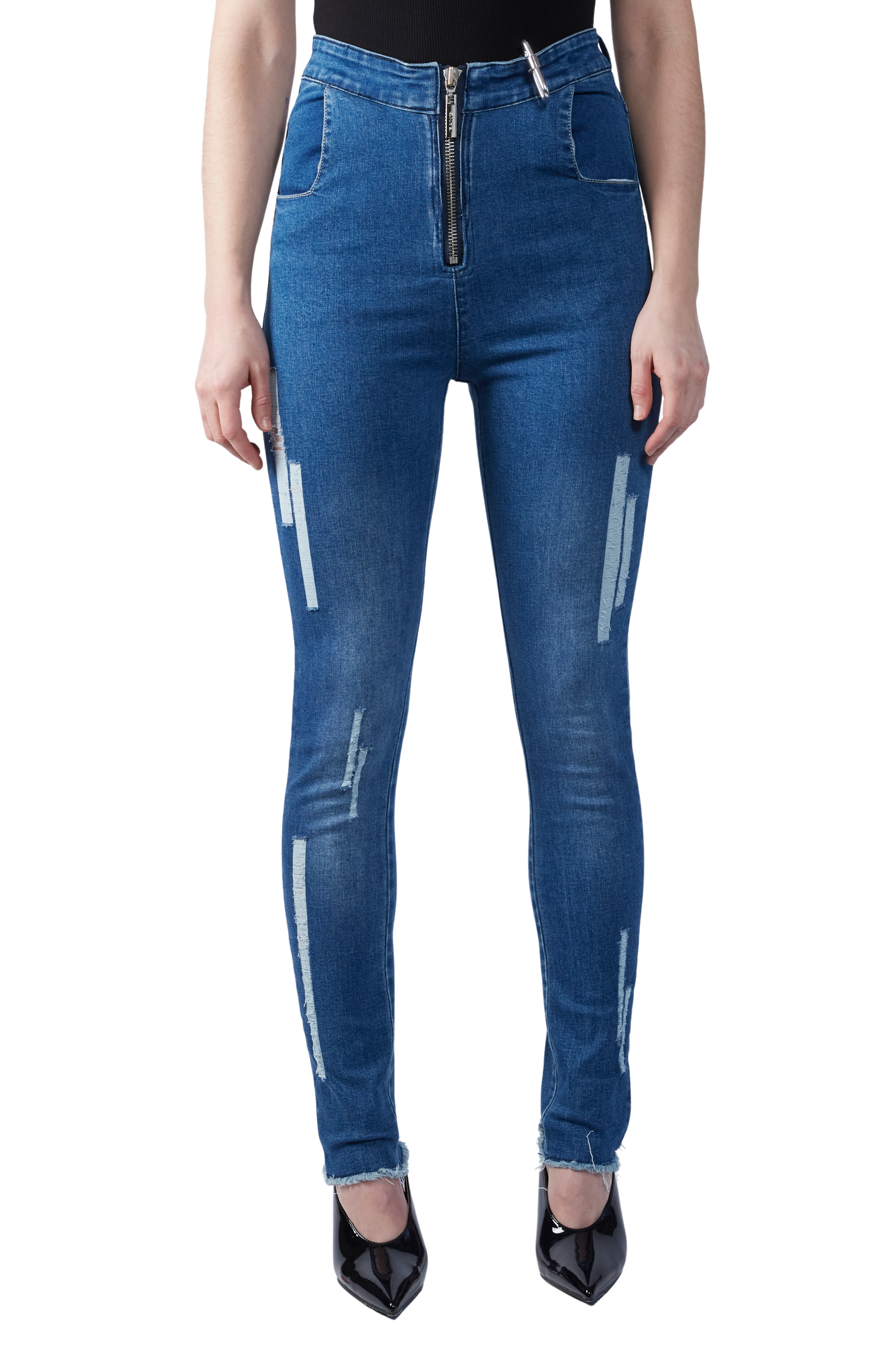 Geometric Distressed Skinny Jeans