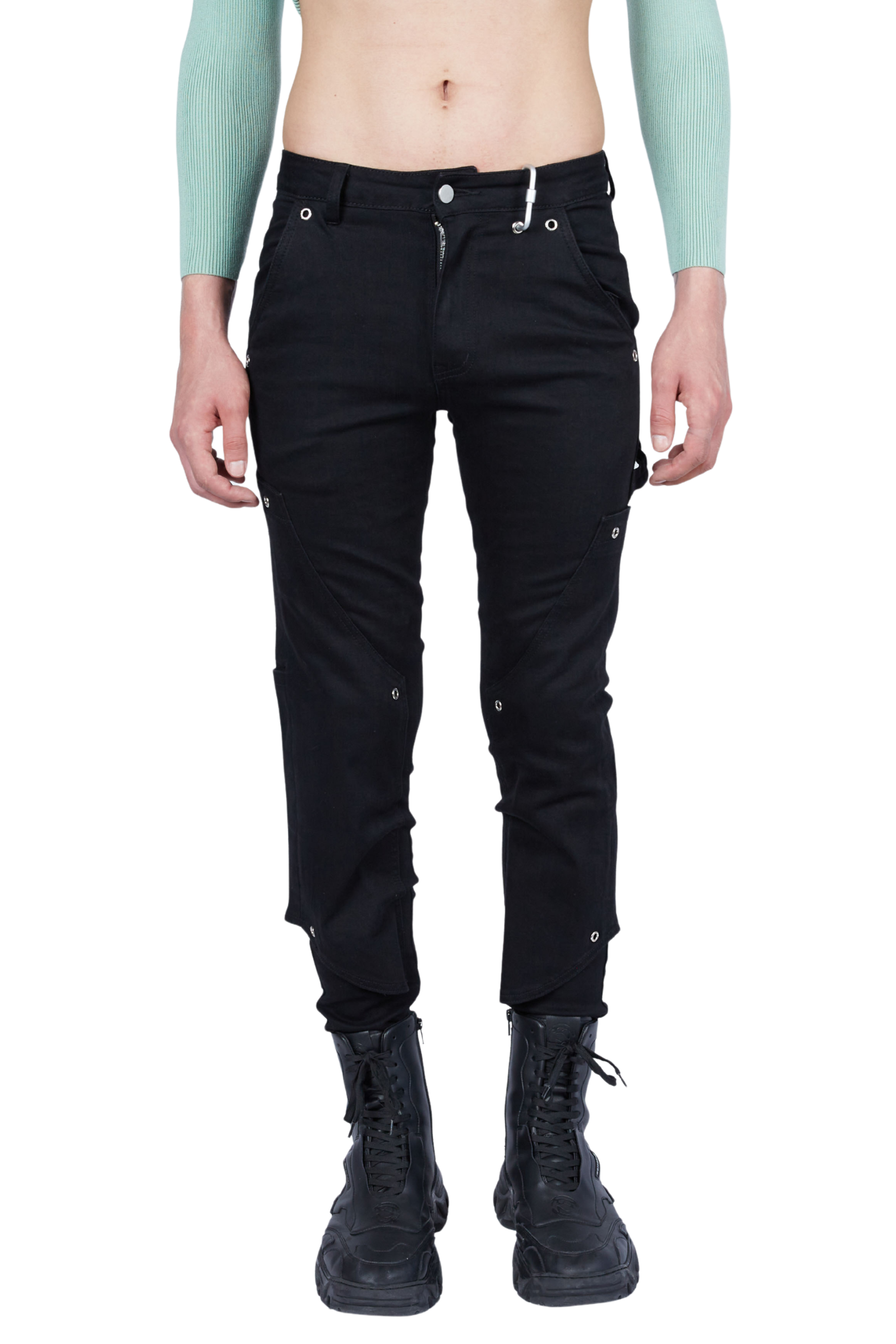Grommeted Double Knee Carpenter Skinny Pants