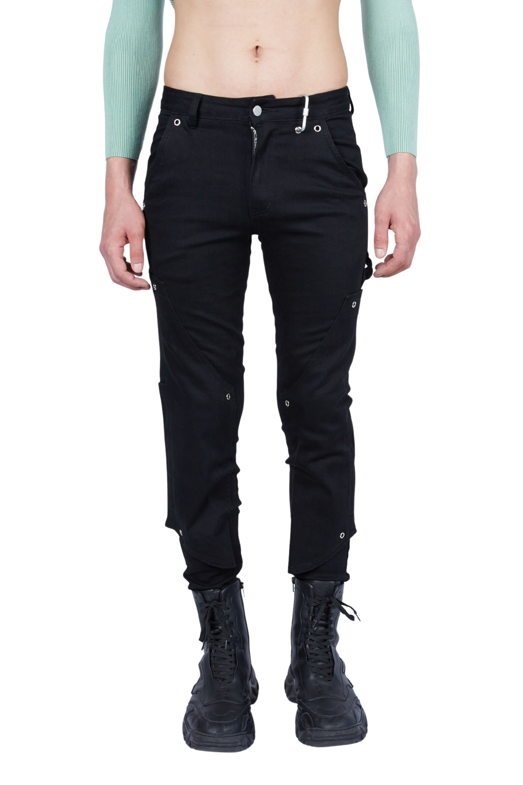 Grommeted Double Knee Carpenter Skinny Pants