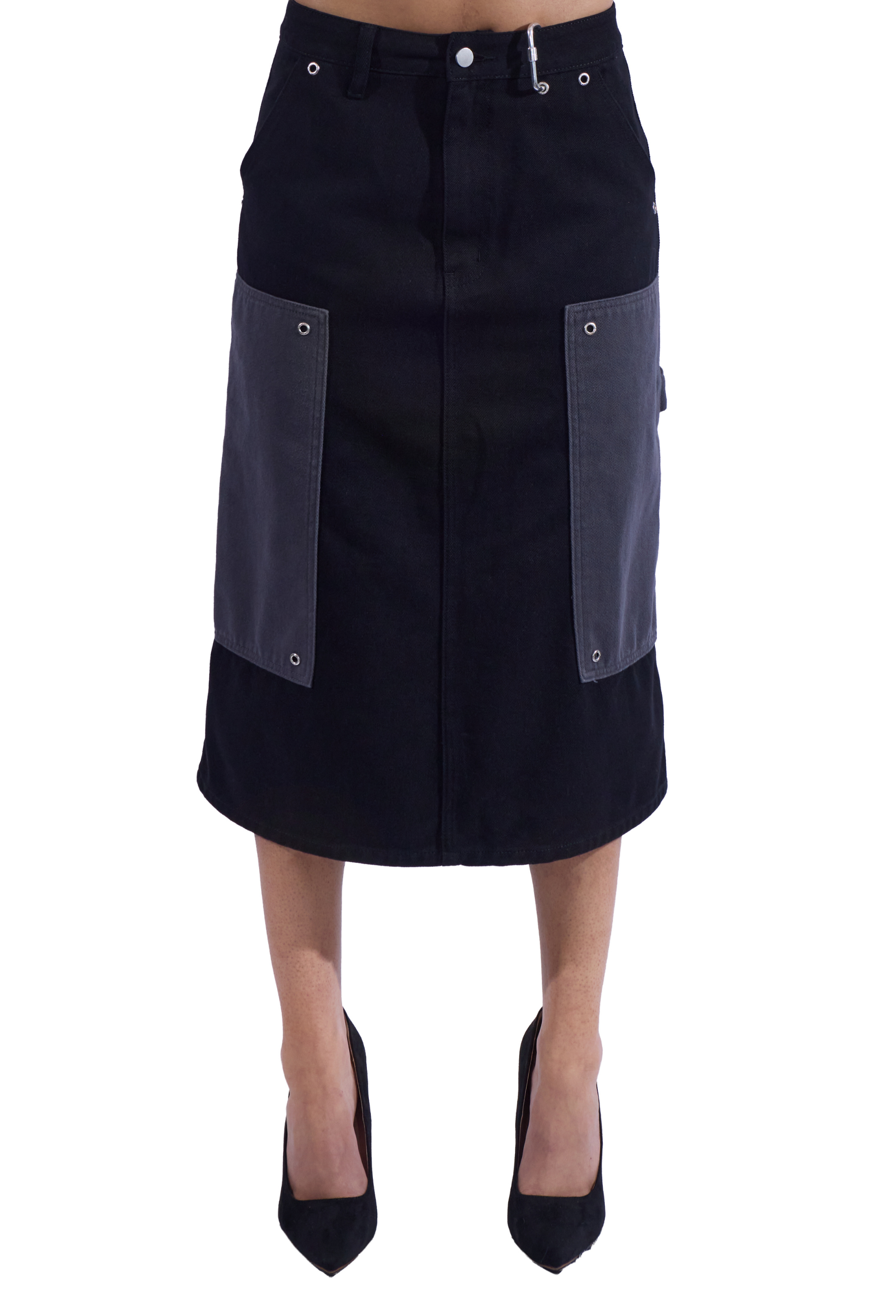 Contrasting Grommeted Carpenter Pants
