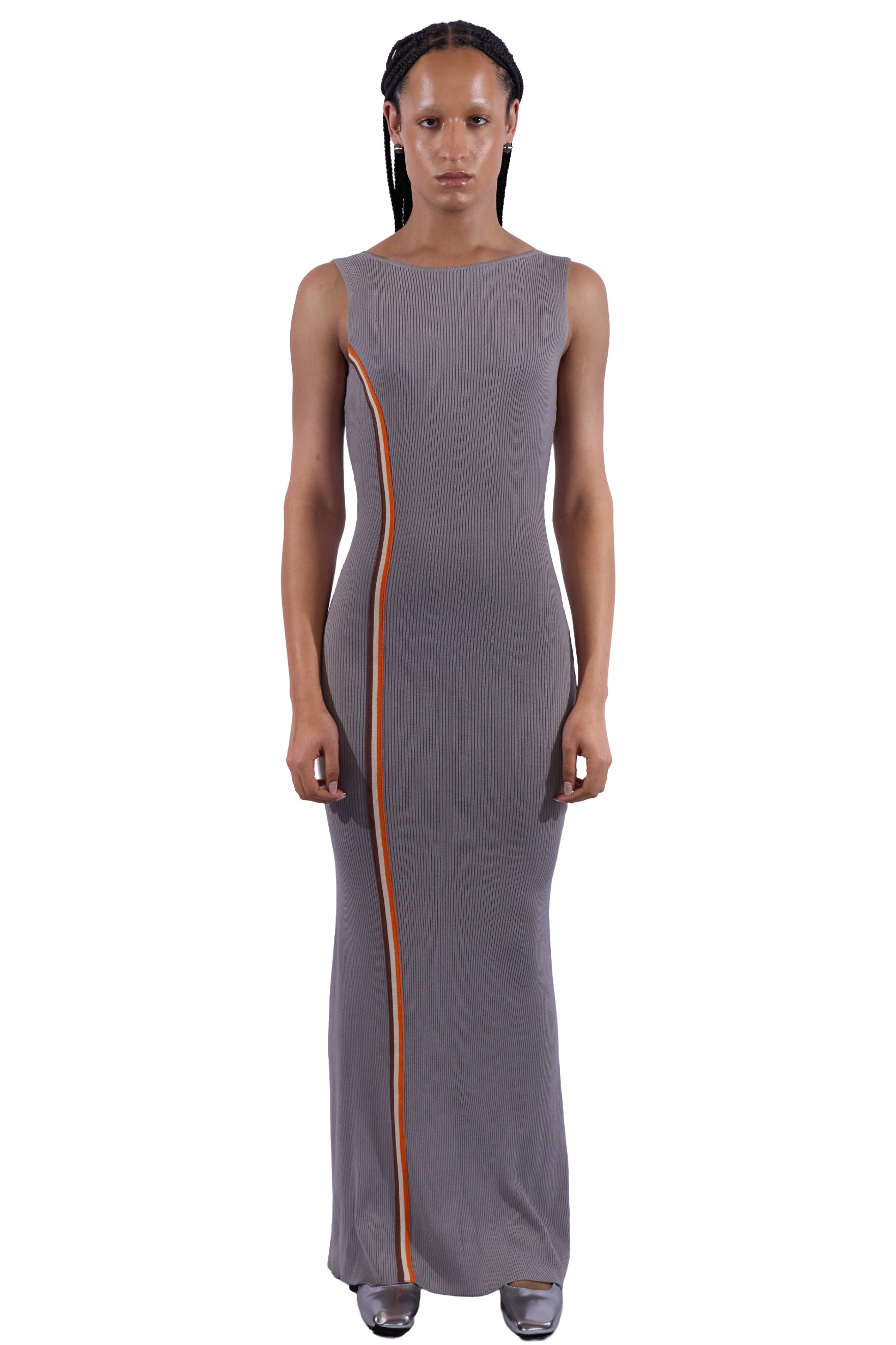 Triple Stripe Knit Gown