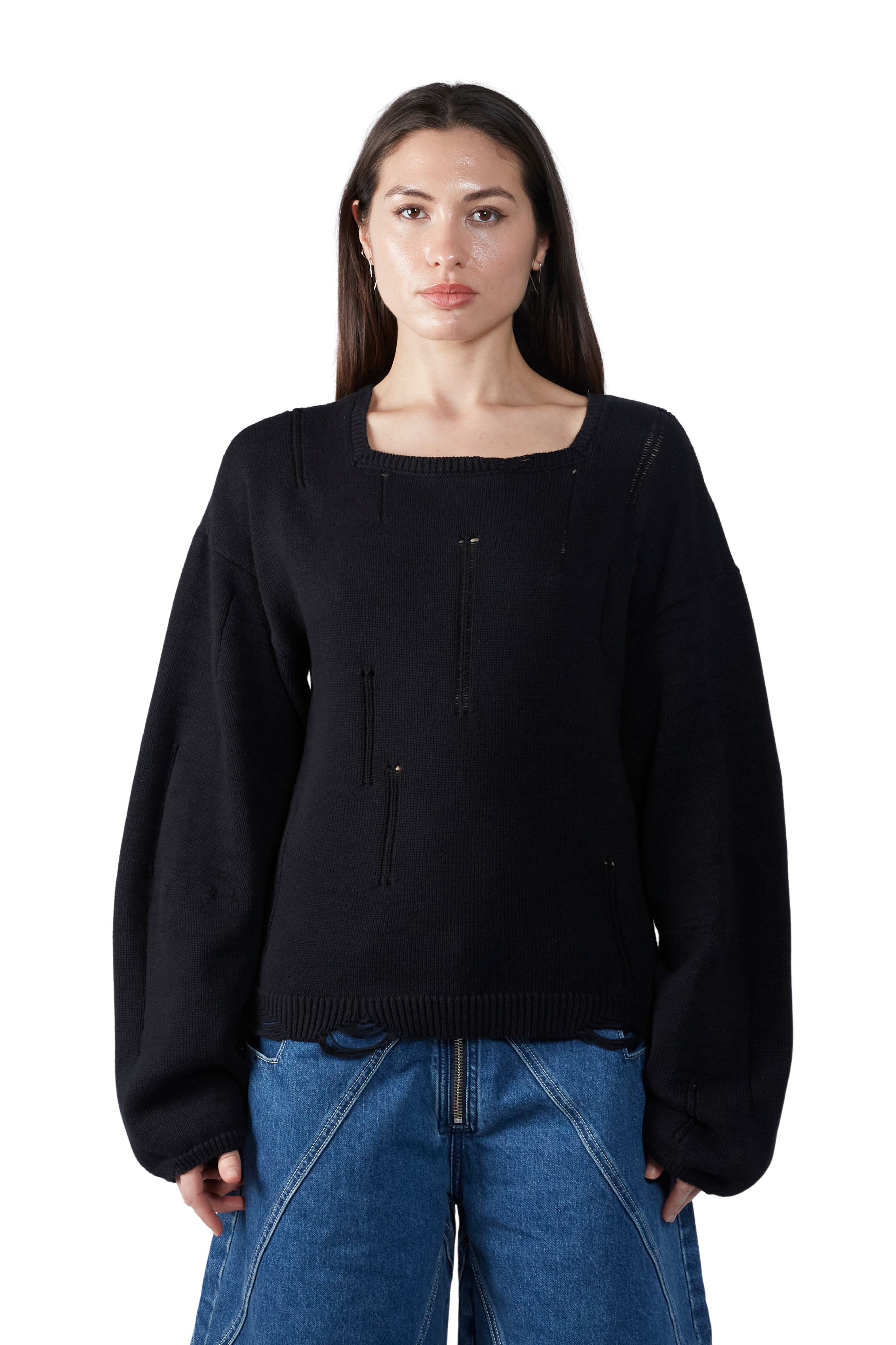 Geometric Distressed Long Sleeve