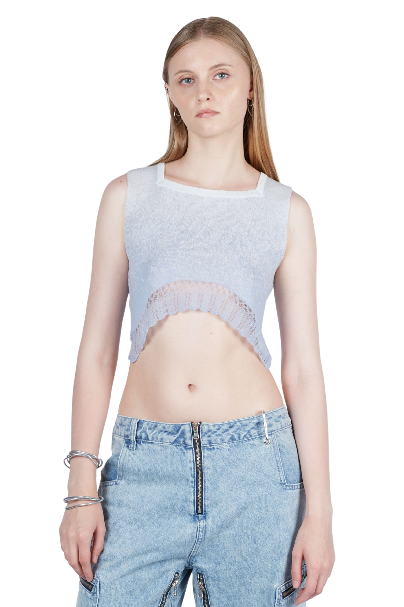 Gradient Intarsia Crop Top