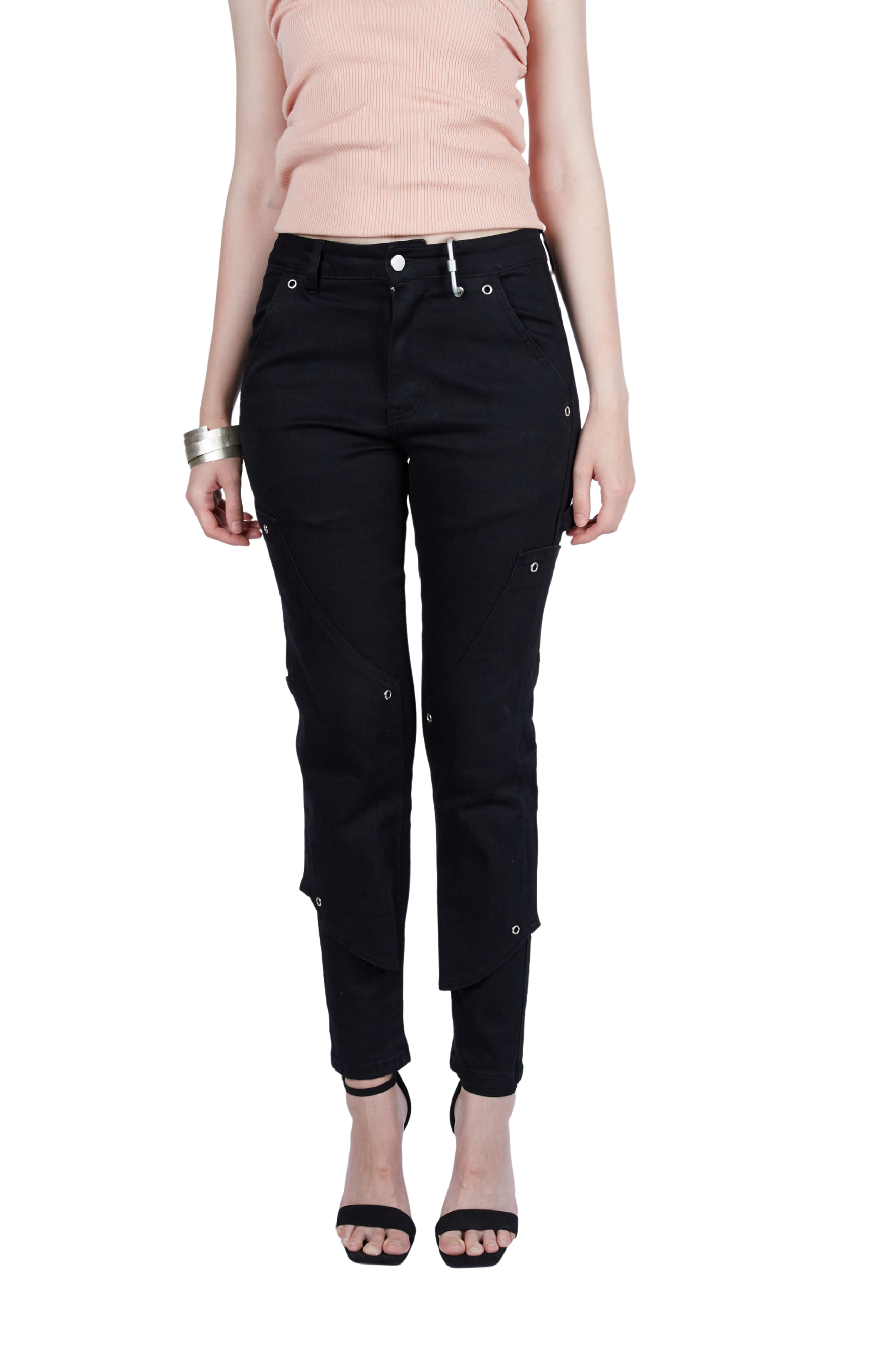 Grommeted Double Knee Carpenter Skinny Pants