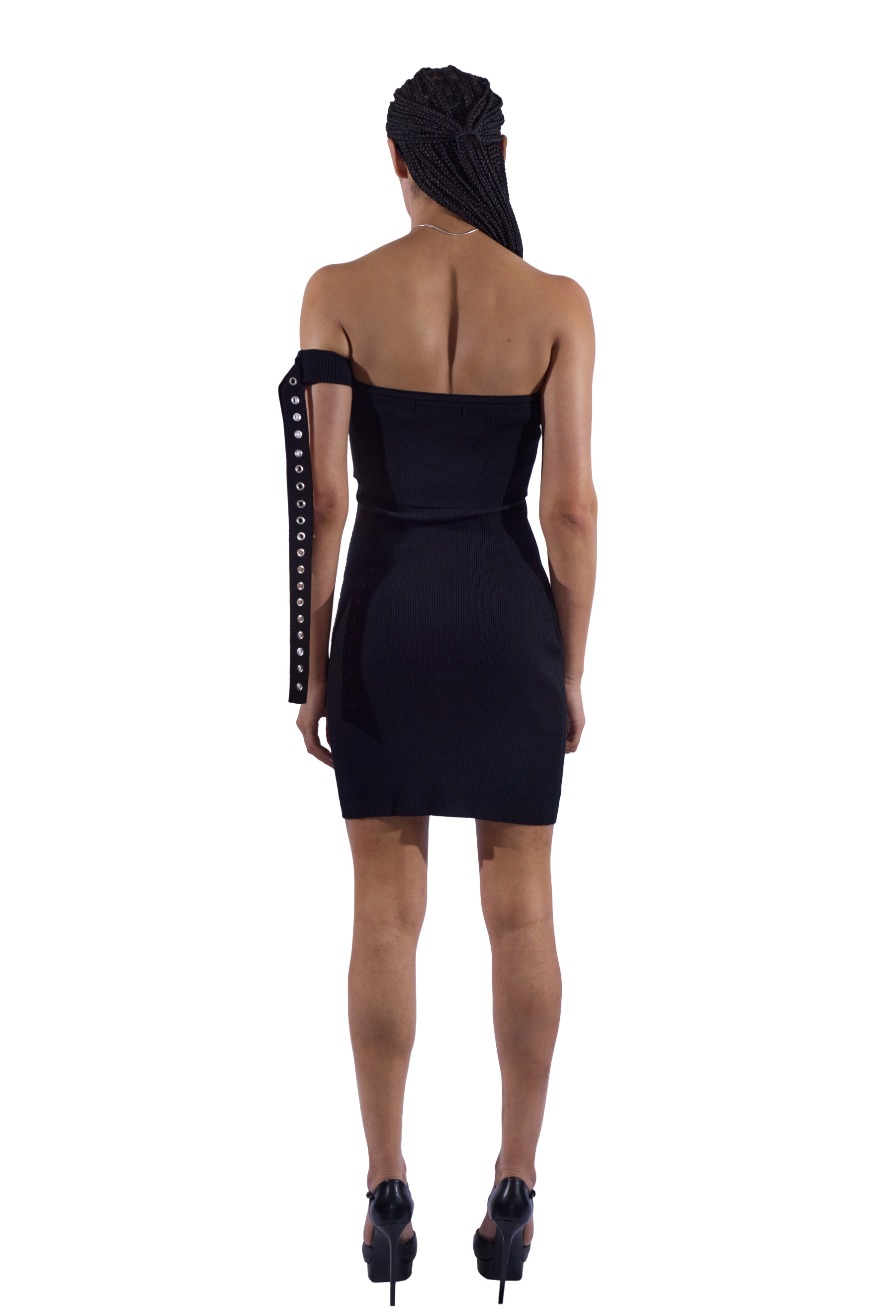 Grommet Cuff and Drape Knit Dress