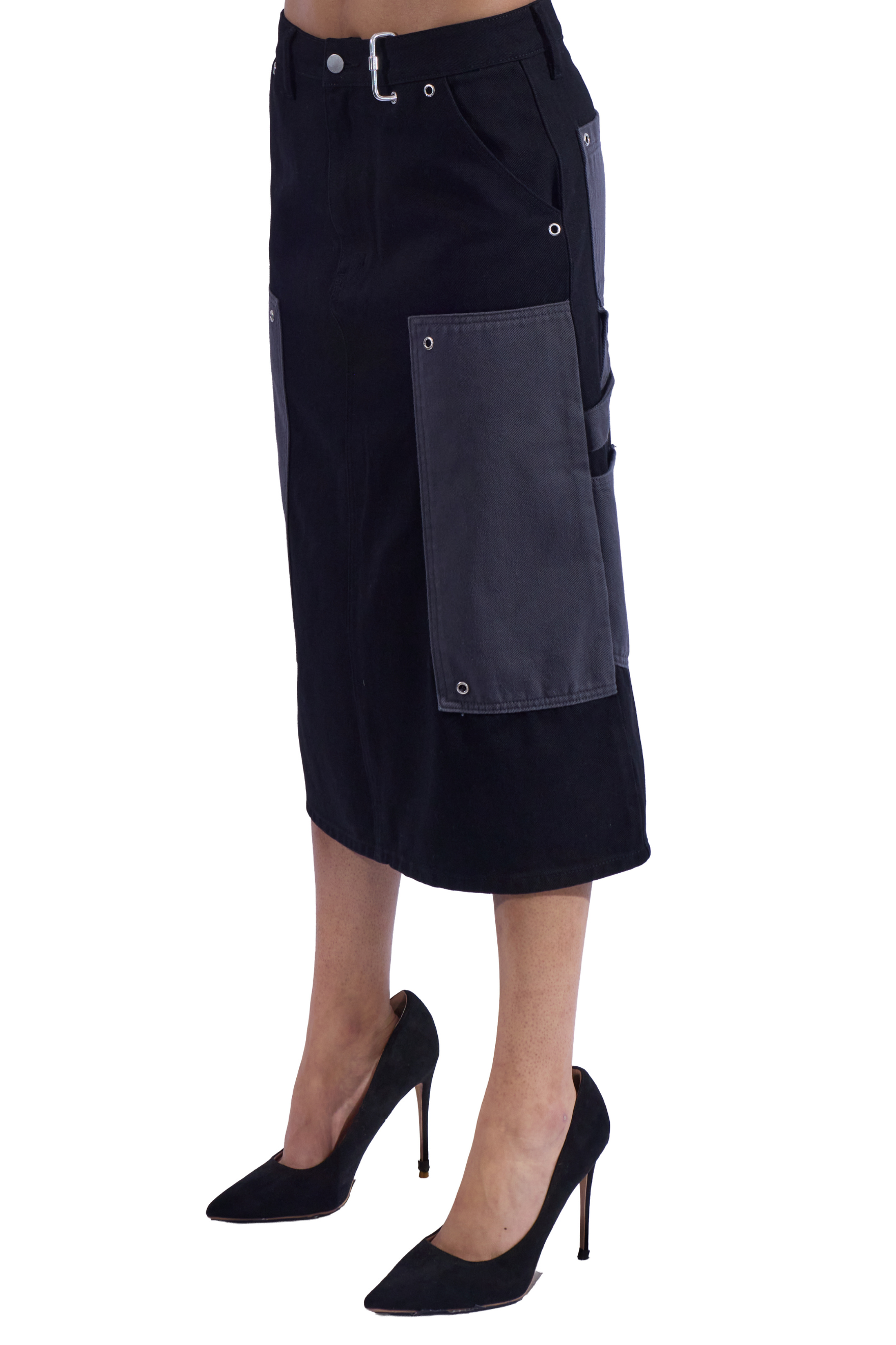 Contrasting Grommeted Carpenter Pants