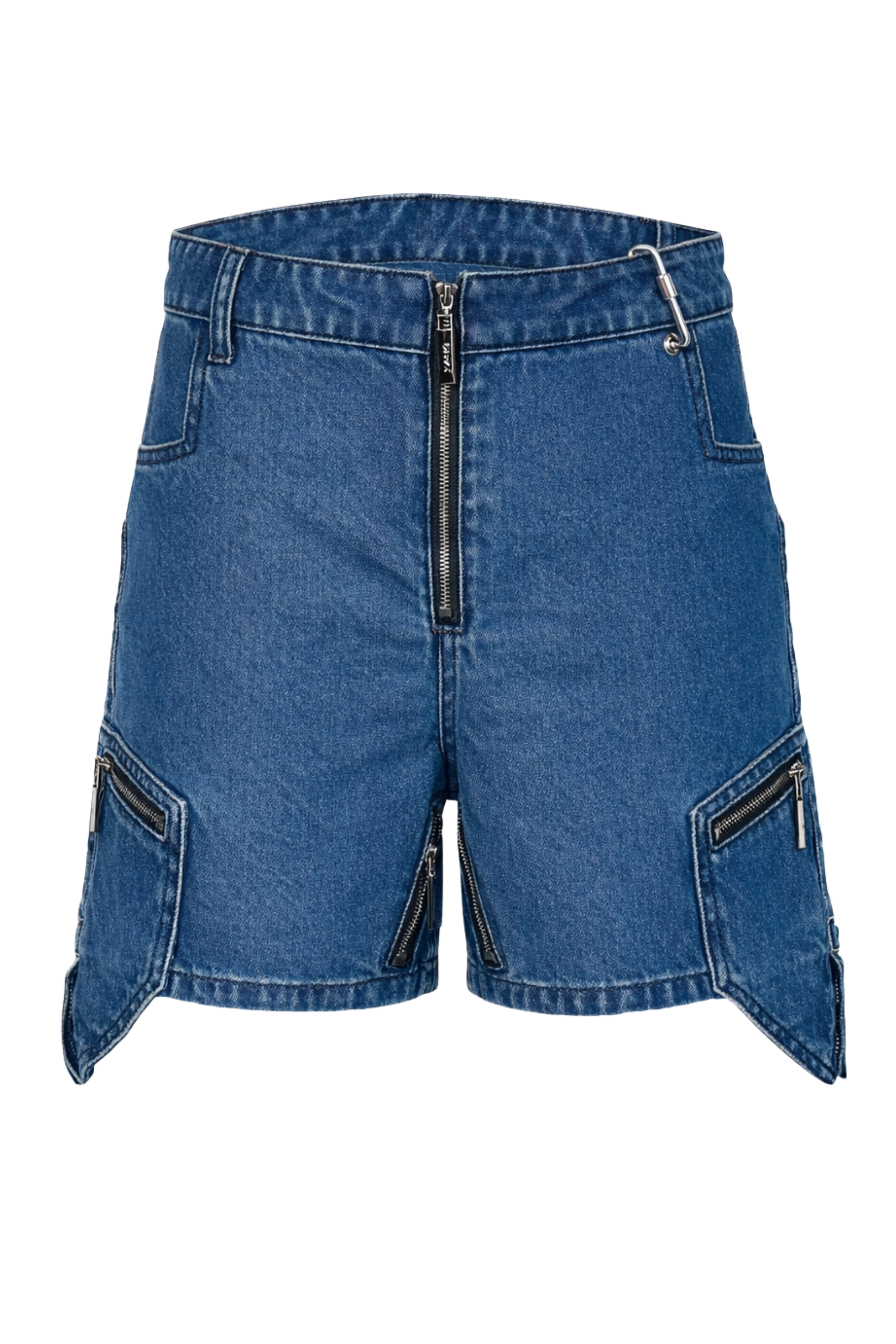 Zipper Ski Shorts With Extended Pockets Medium Wash