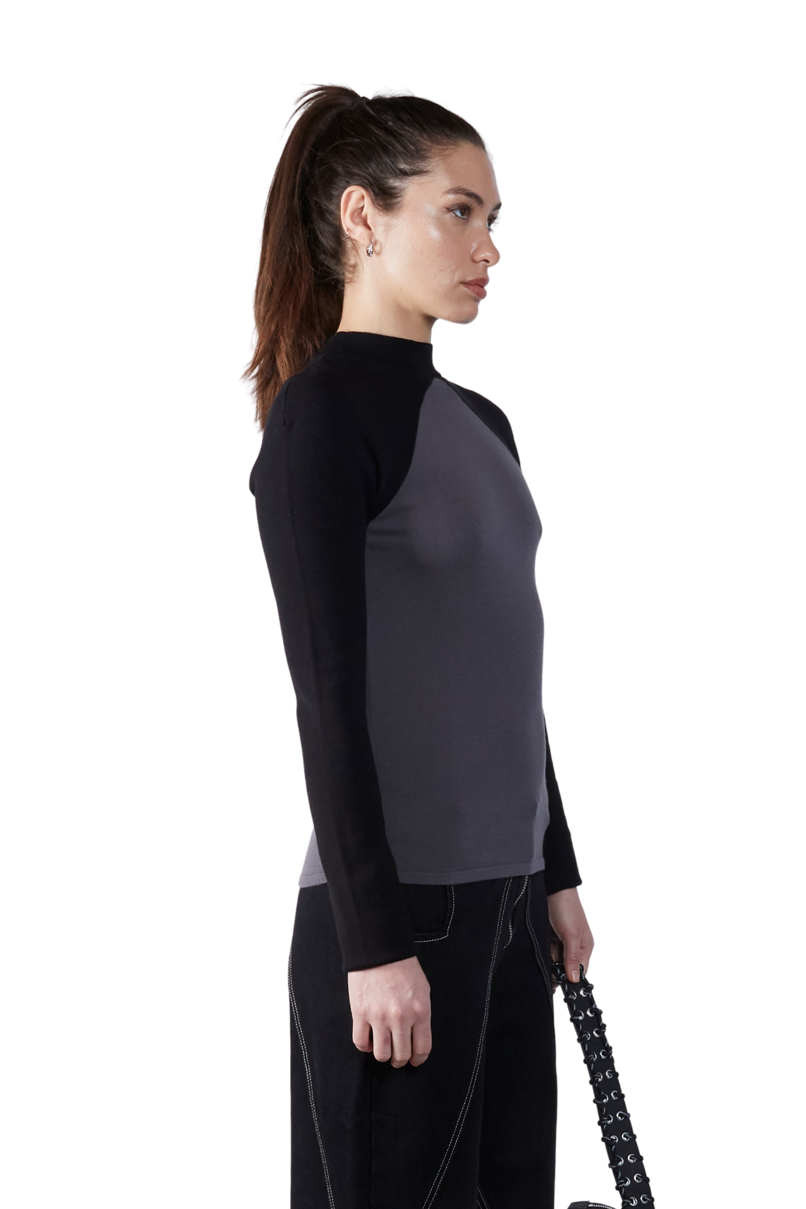 Half Cross Mock Neck Long Sleeve