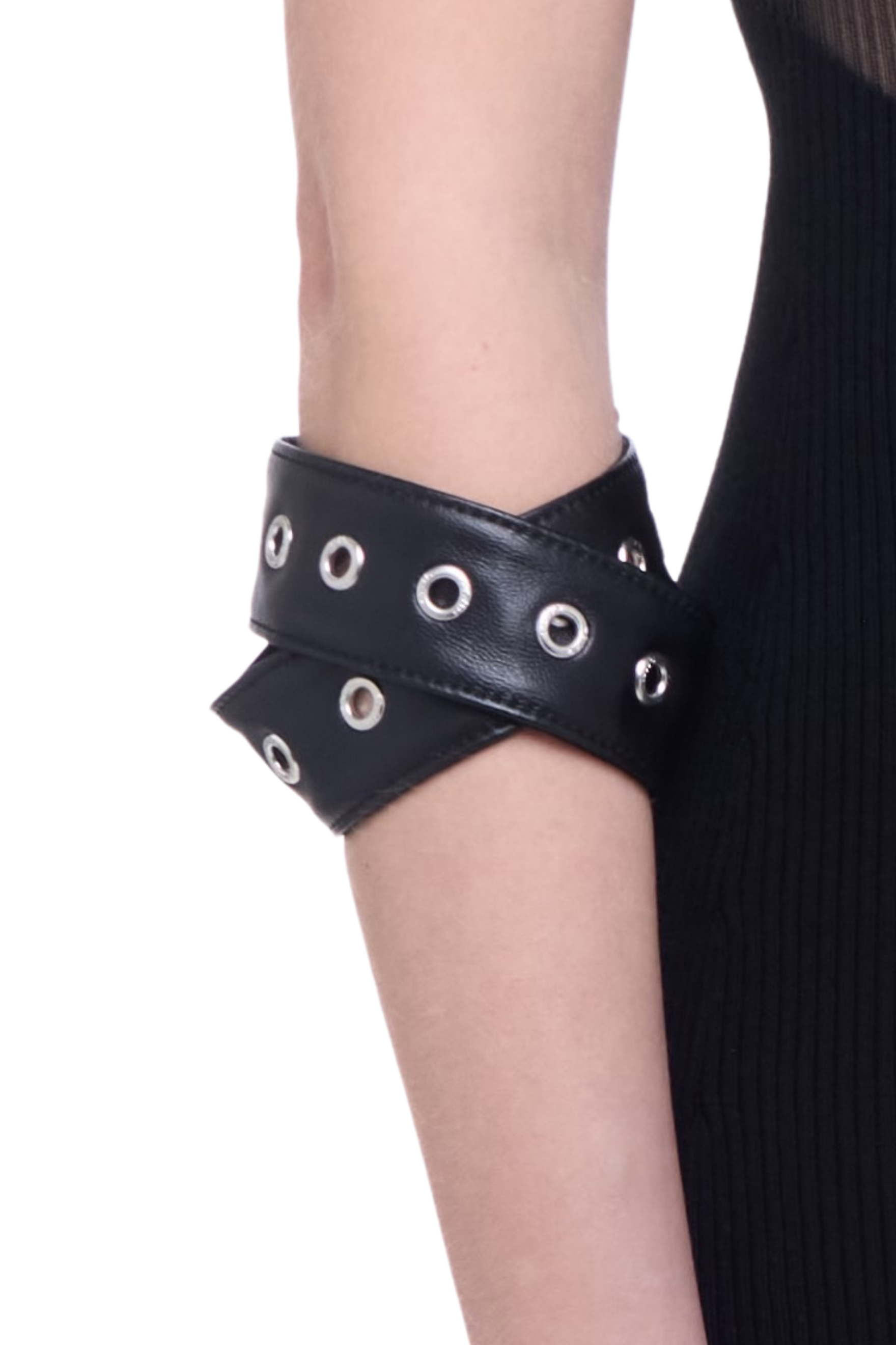 Vegan Leather Grommeted Cross Bracelet
