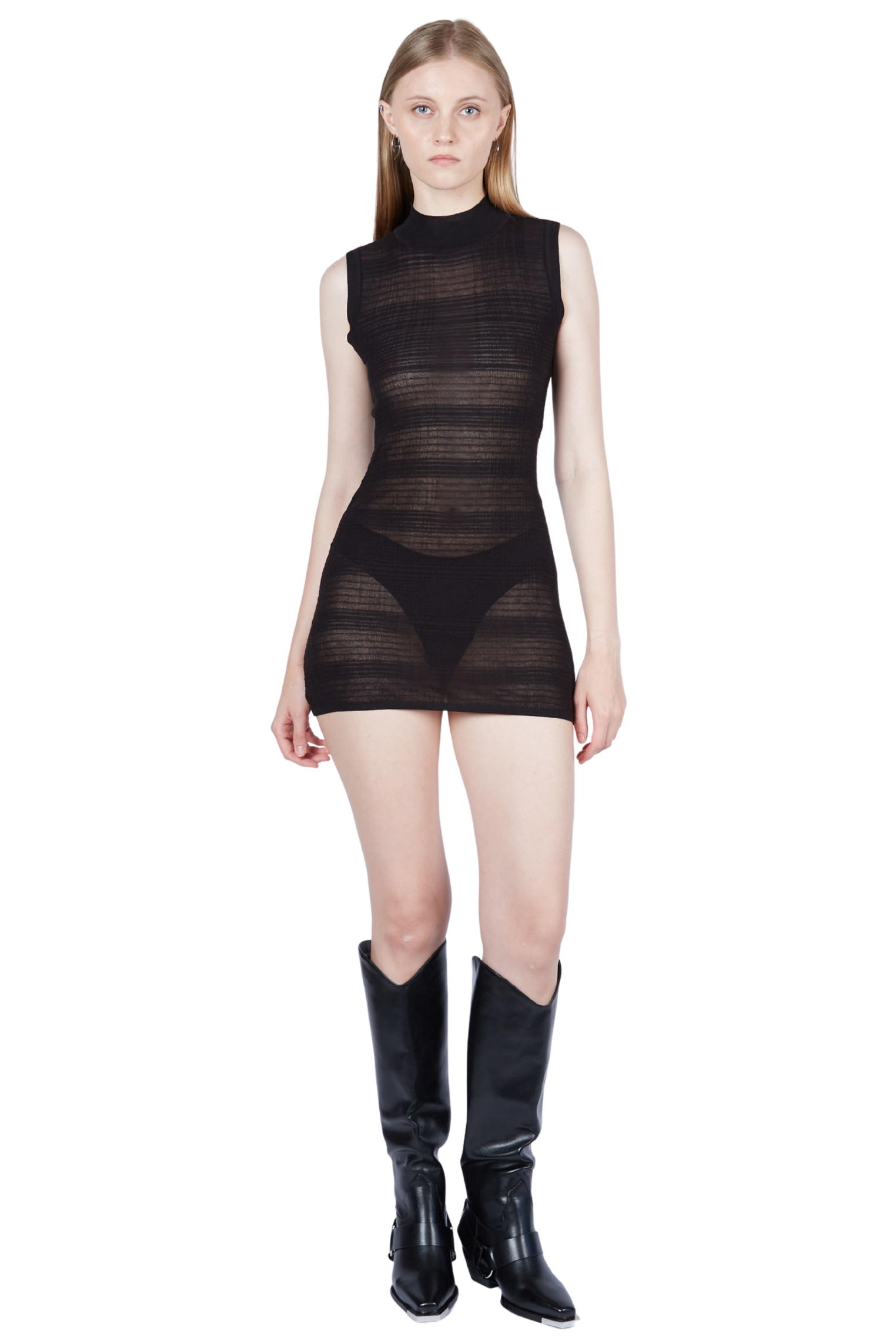 Knitted Plaid Mini Dress