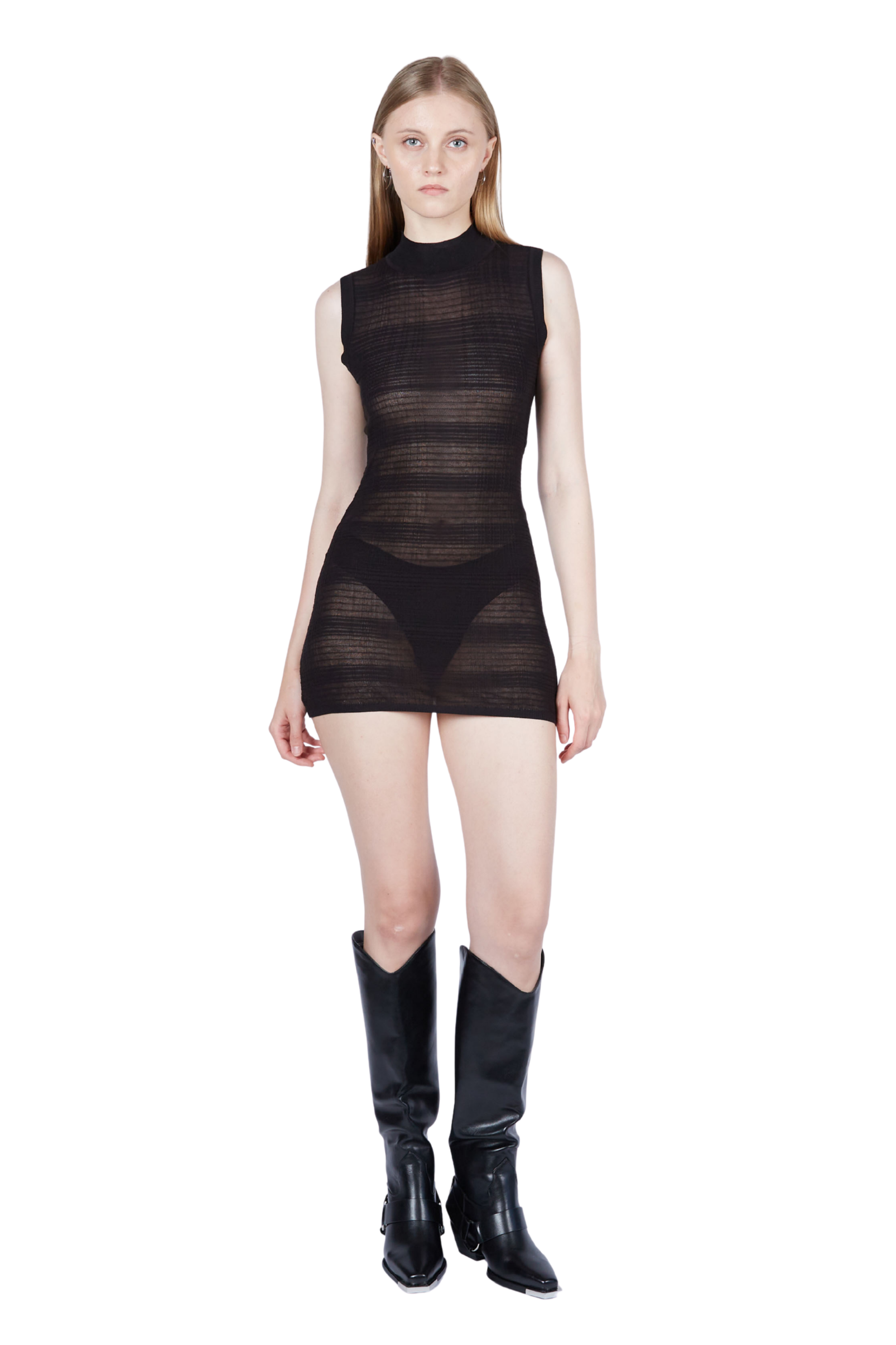 Knitted Plaid Mini Dress