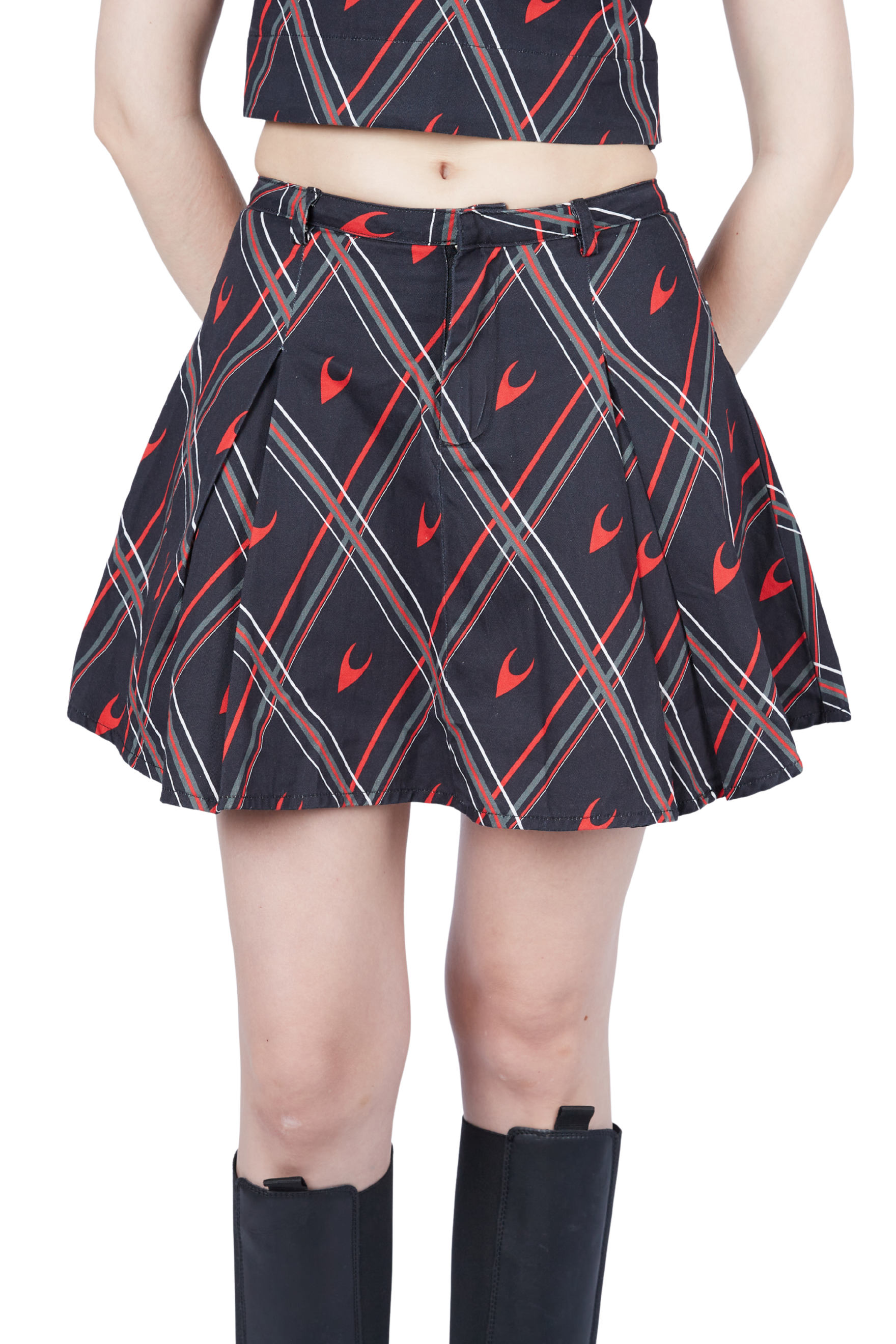 Plaid Print Pleated Skirt