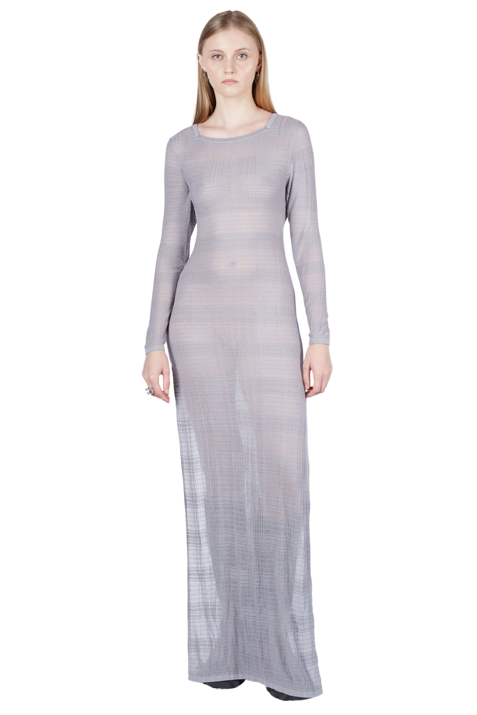 Knitted Plaid Long Sleeve Dress