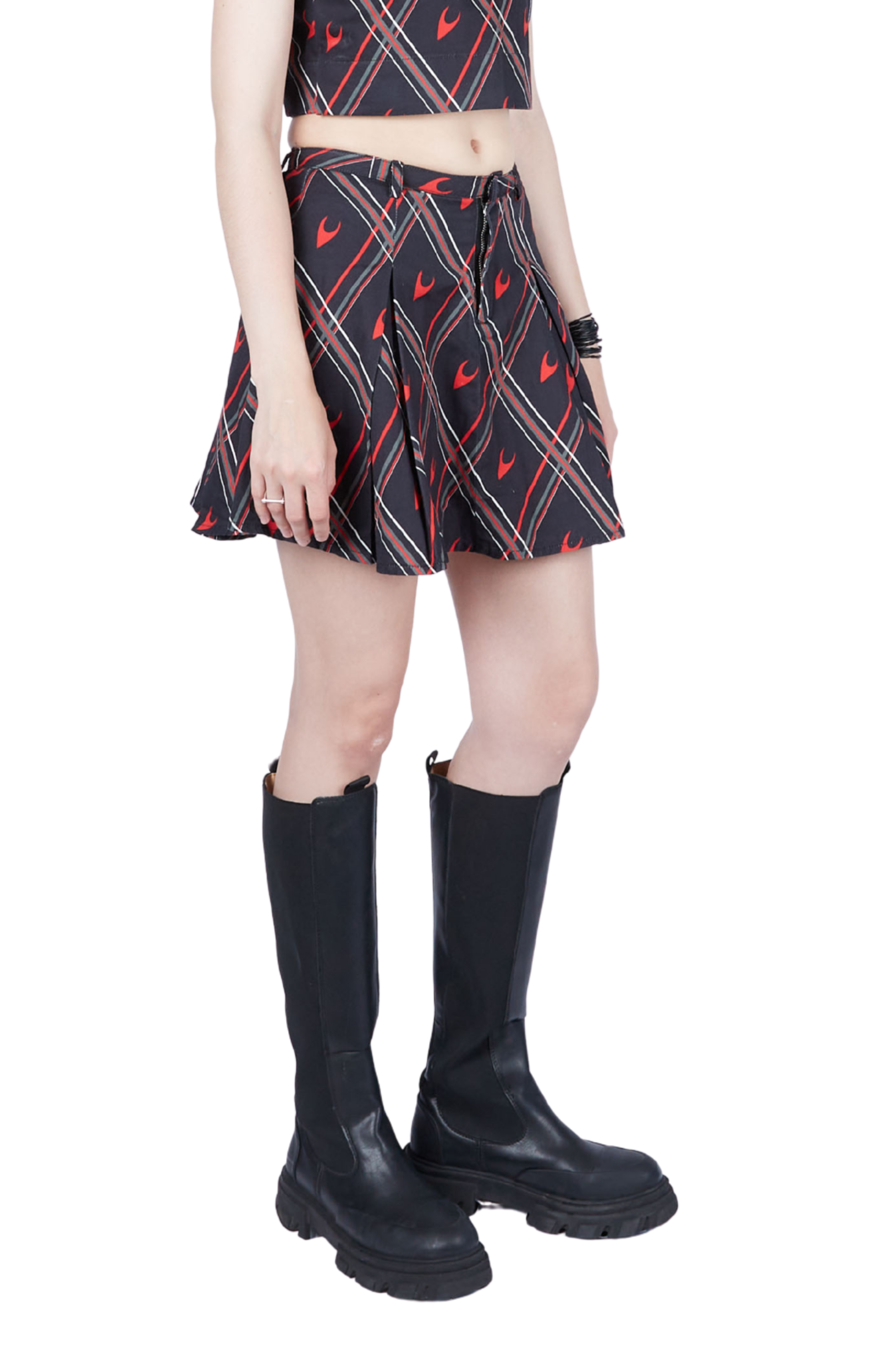 Plaid Print Pleated Skirt