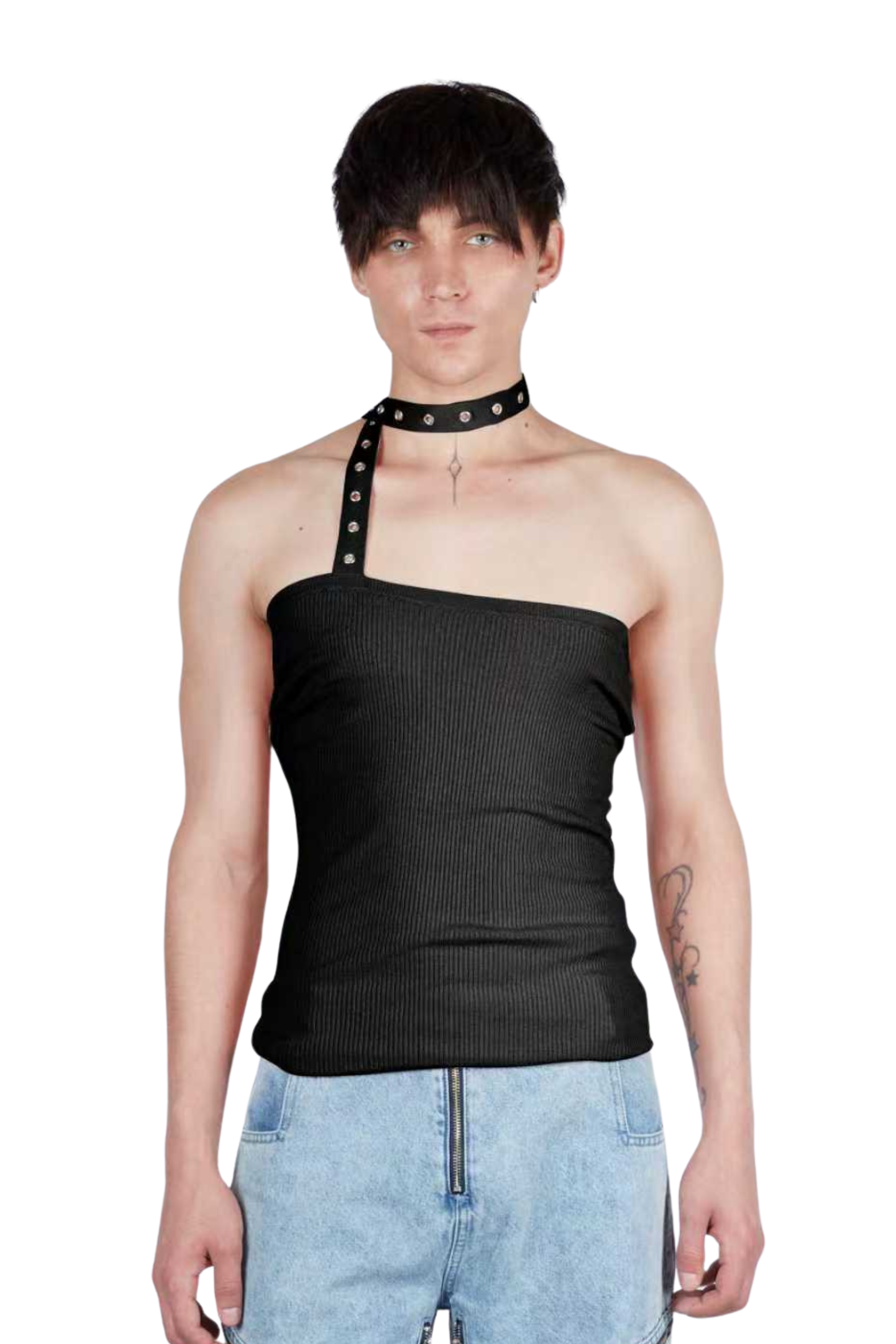 Essential Ruched Scarf Top Black