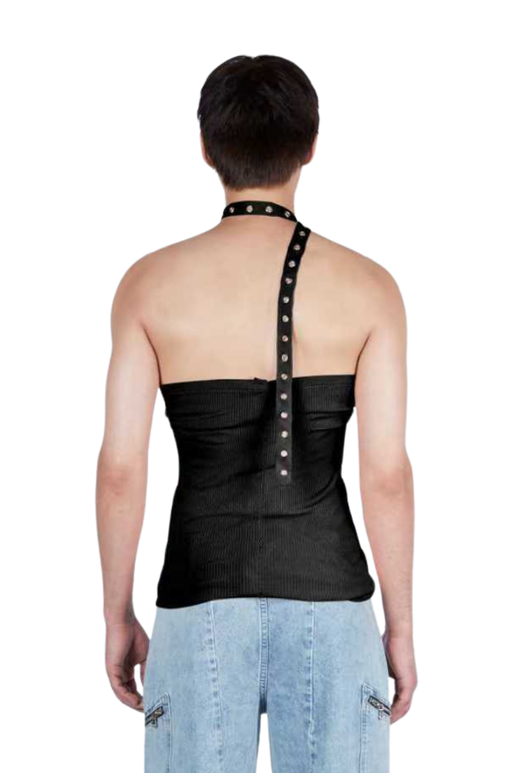 Essential Ruched Scarf Top Black