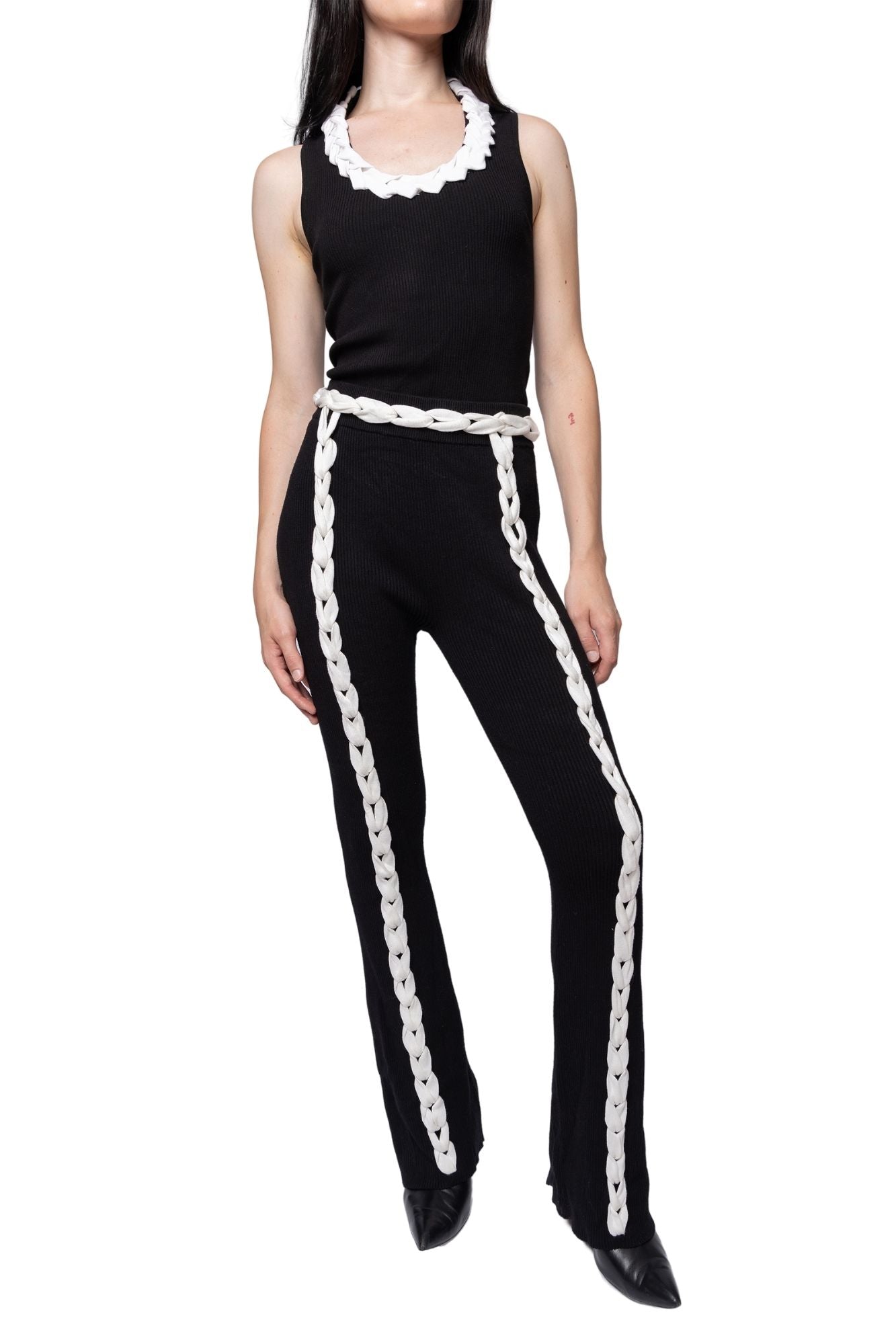 Chain Link Knitted Pants Black/White