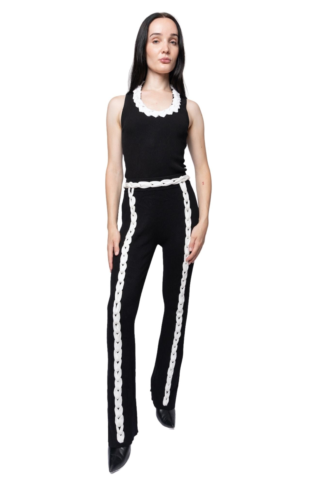 Chain Link Knitted Pants Black/White