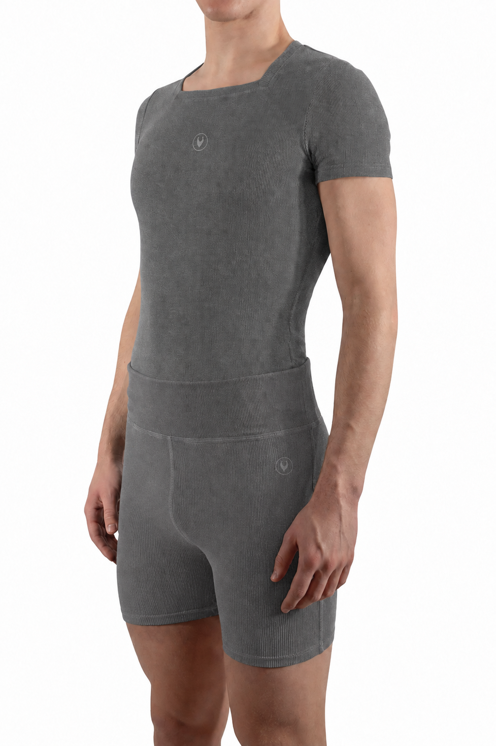 Essential Square Neck Ribbed Tee Gray