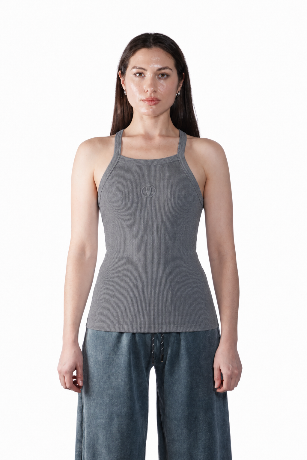 Essential Ribbed Tank Gray