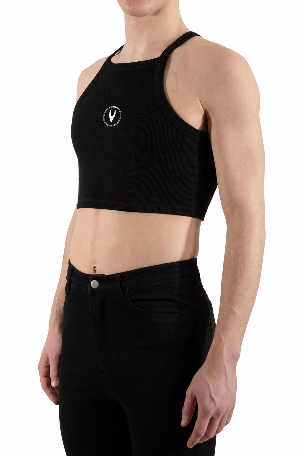 Renewed Essential Ribbed Square Neck Crop Top Black