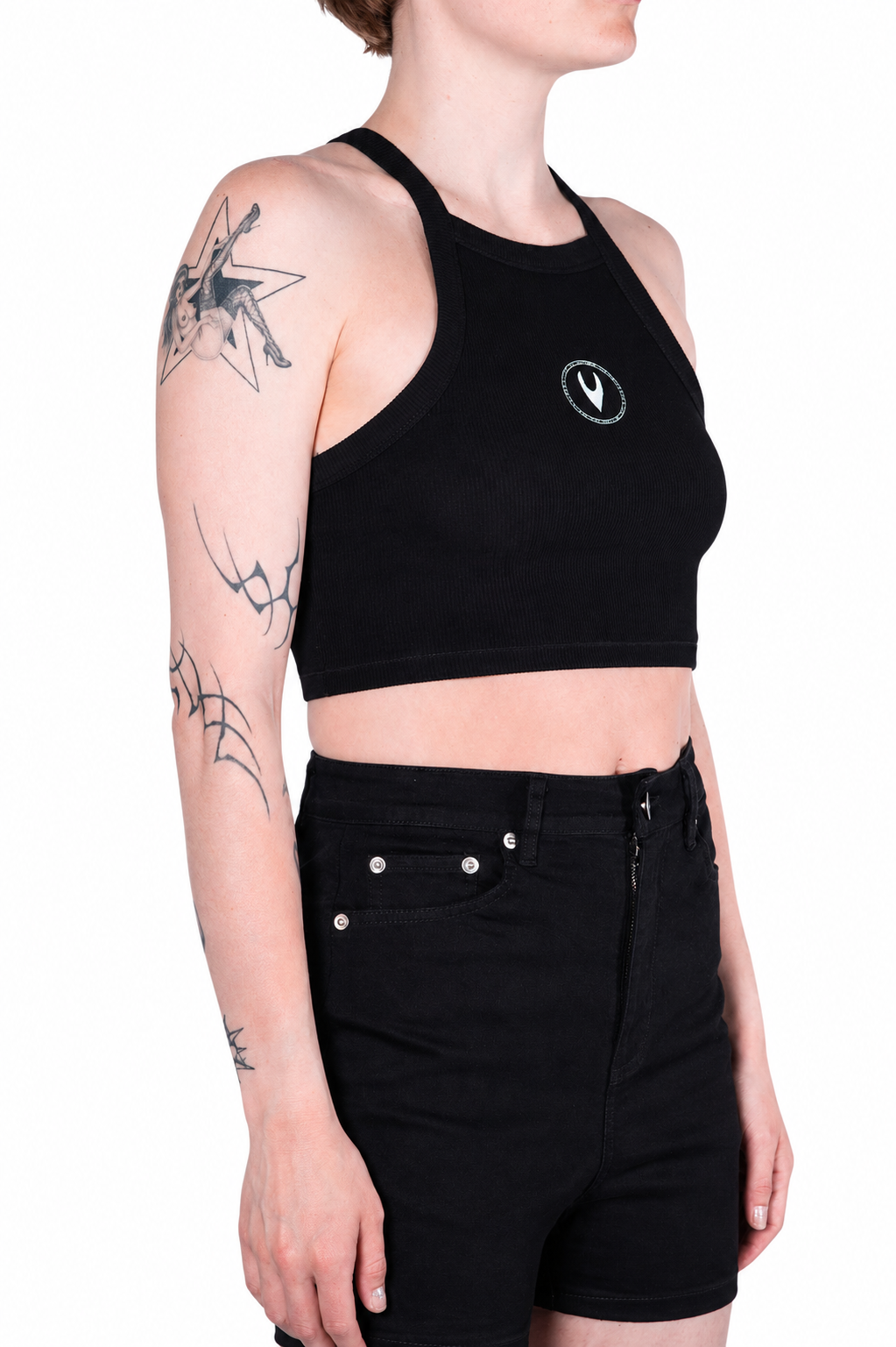 Renewed Essential Ribbed Square Neck Crop Top Black