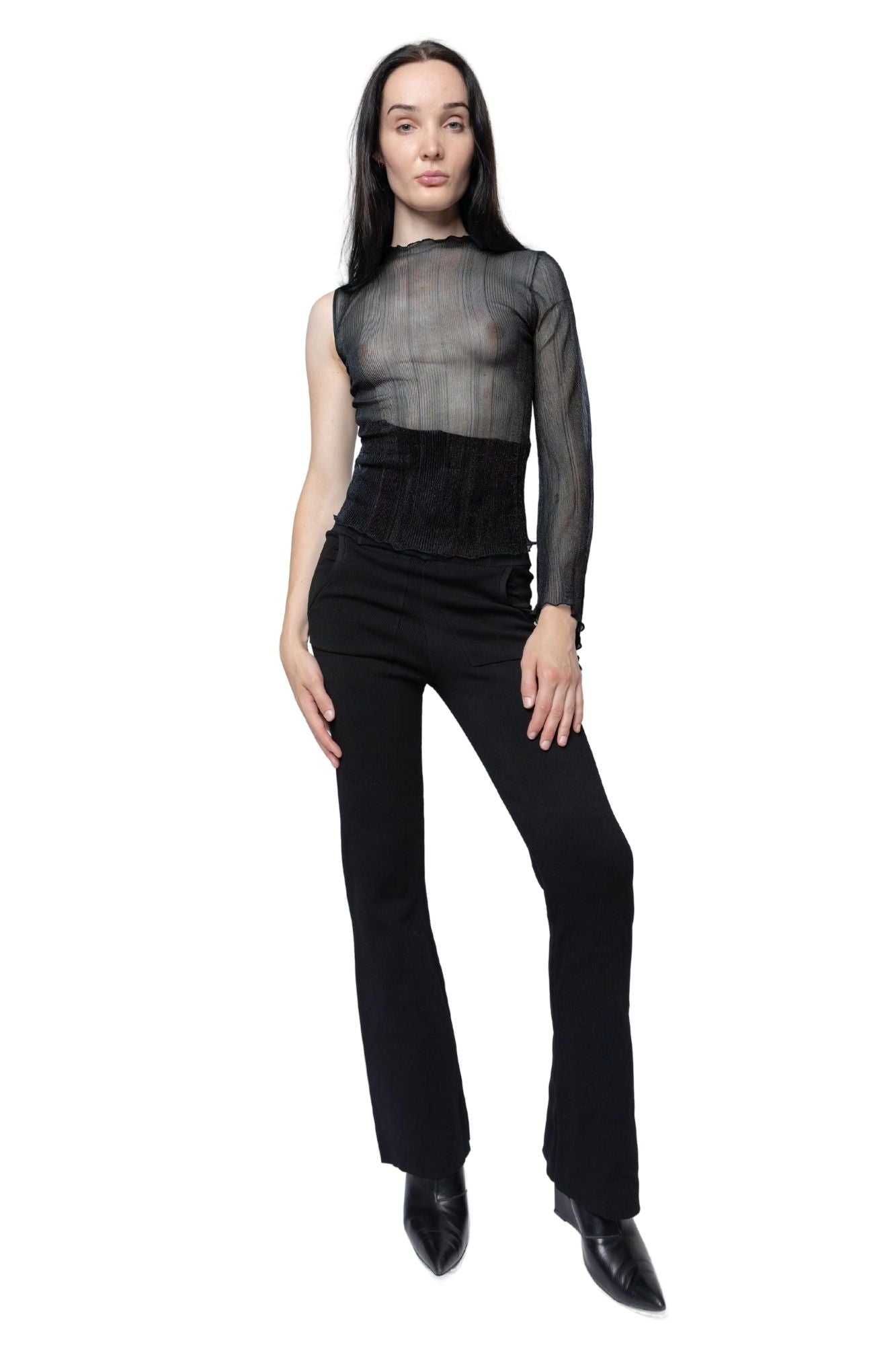 Knitted High-Waisted Corset Pants Black