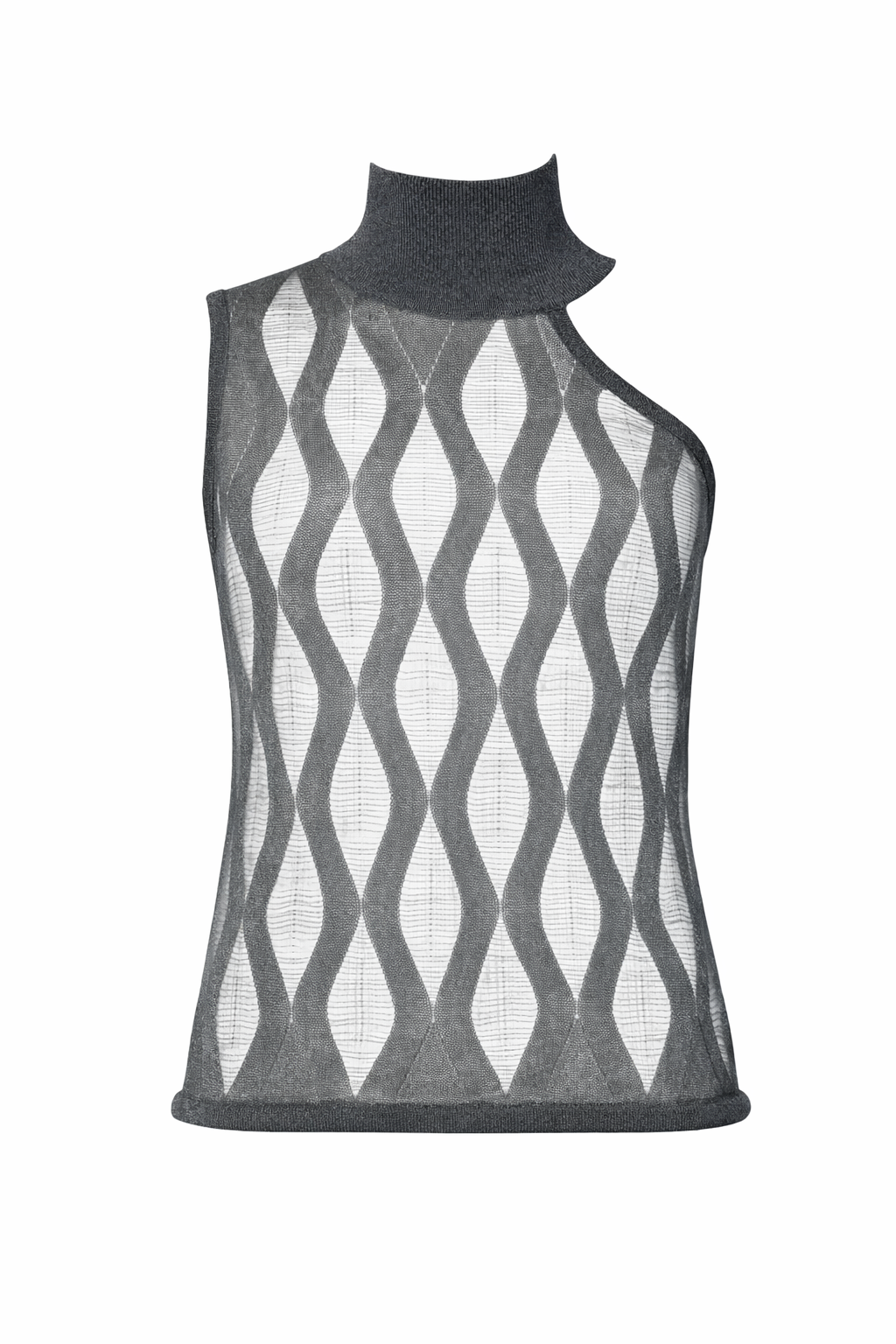 Diamond Ladder Stitch Asymmetry Cut-Out Top