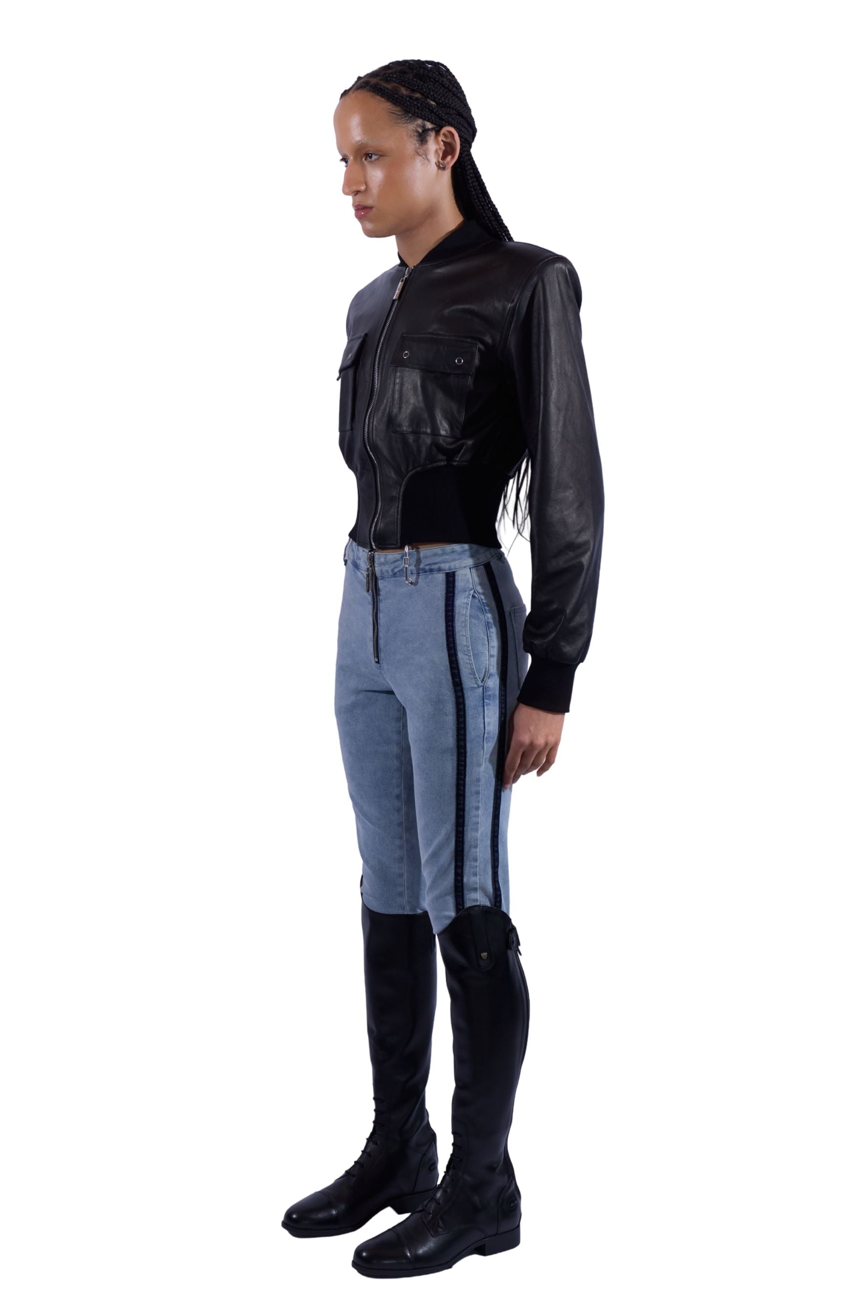 Double Stripe Denim Skinny Pants