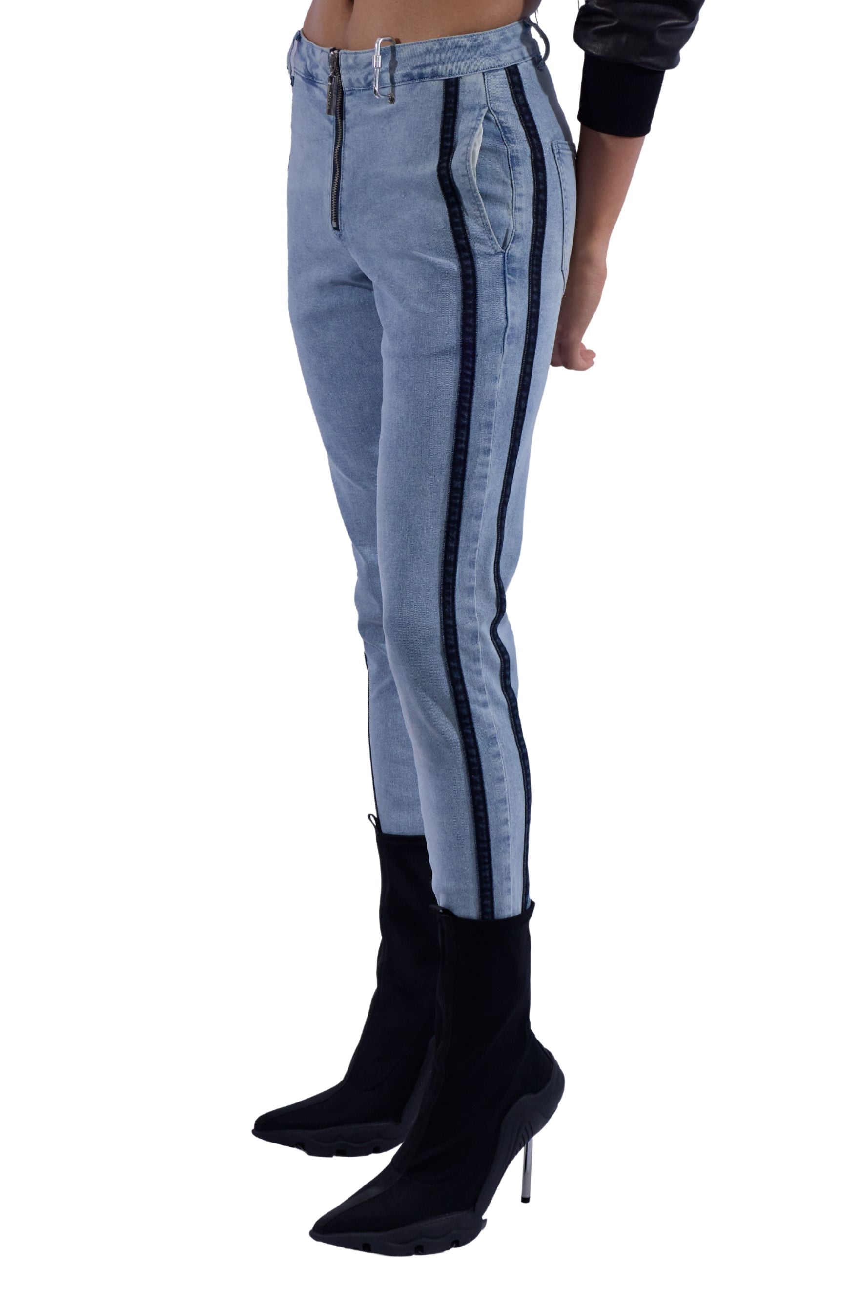 Double Stripe Denim Skinny Pants