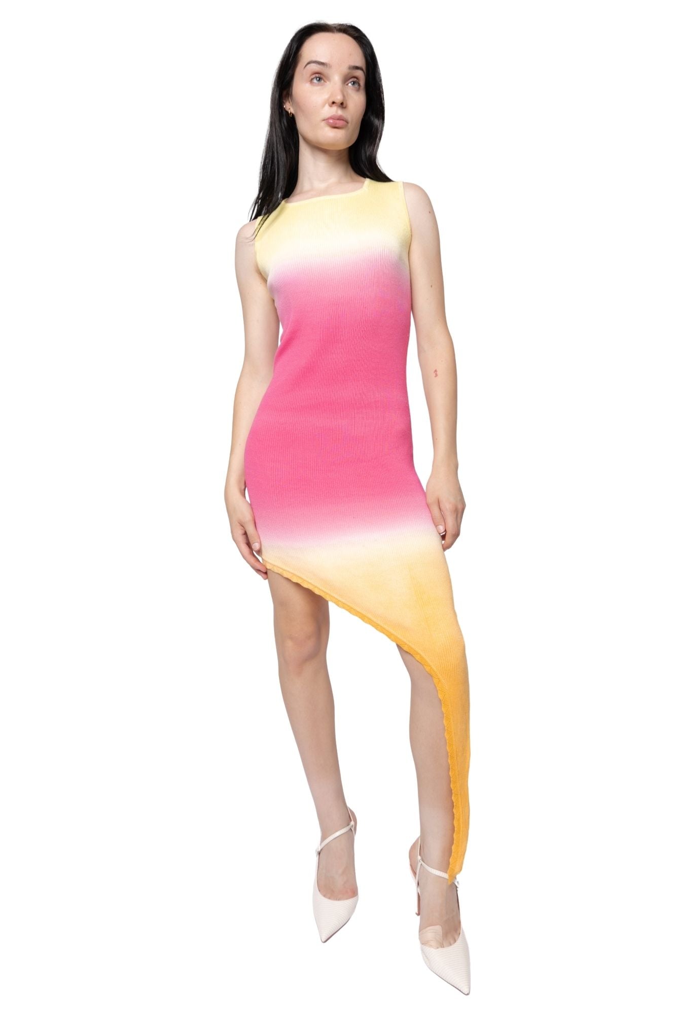 Gradient Square Neck Asymmetrical Dress