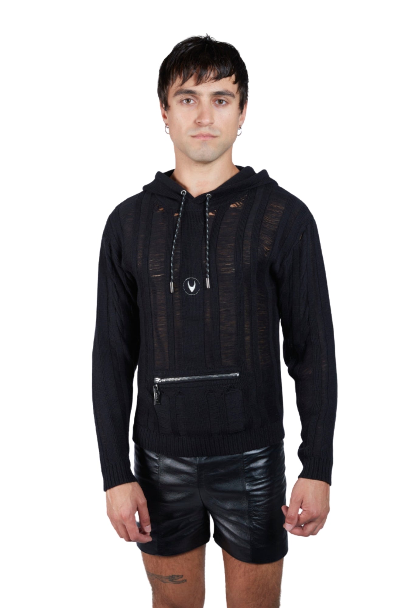 Ladder Stitch Hoodie with Pouch Pocket