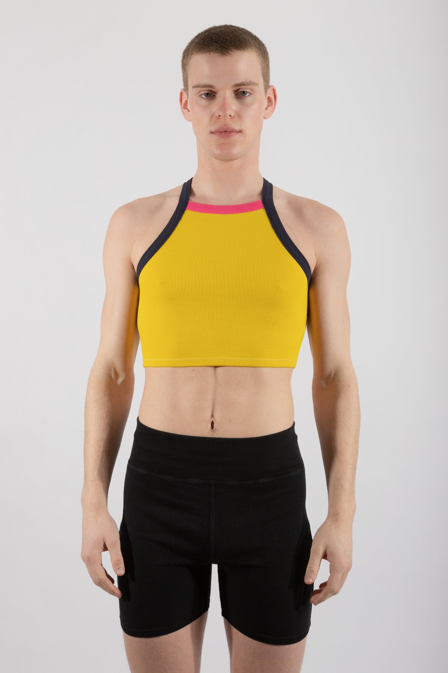 Essential Ribbed Square Neck Crop Top Yellow