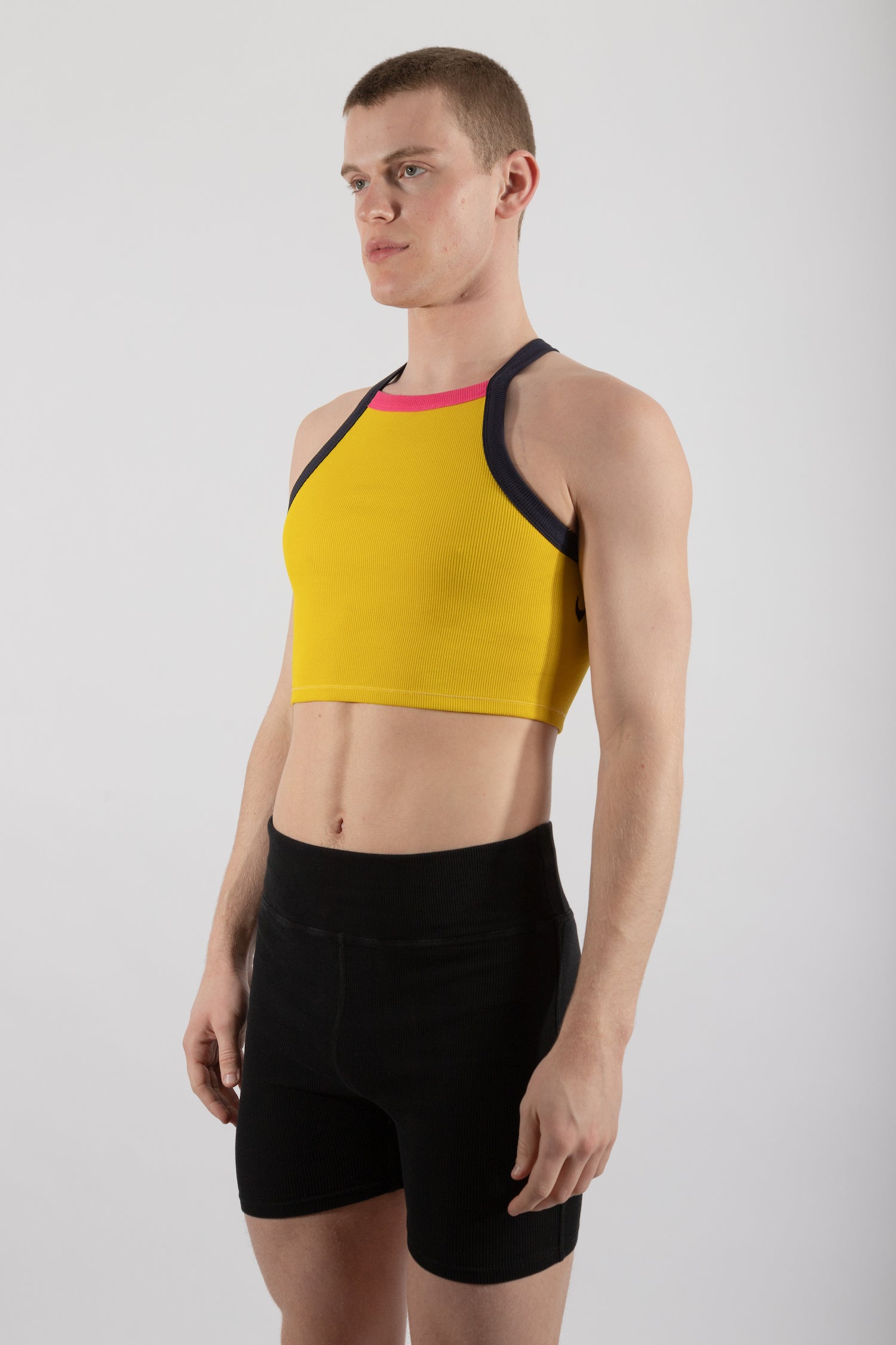 Essential Ribbed Square Neck Crop Top Yellow