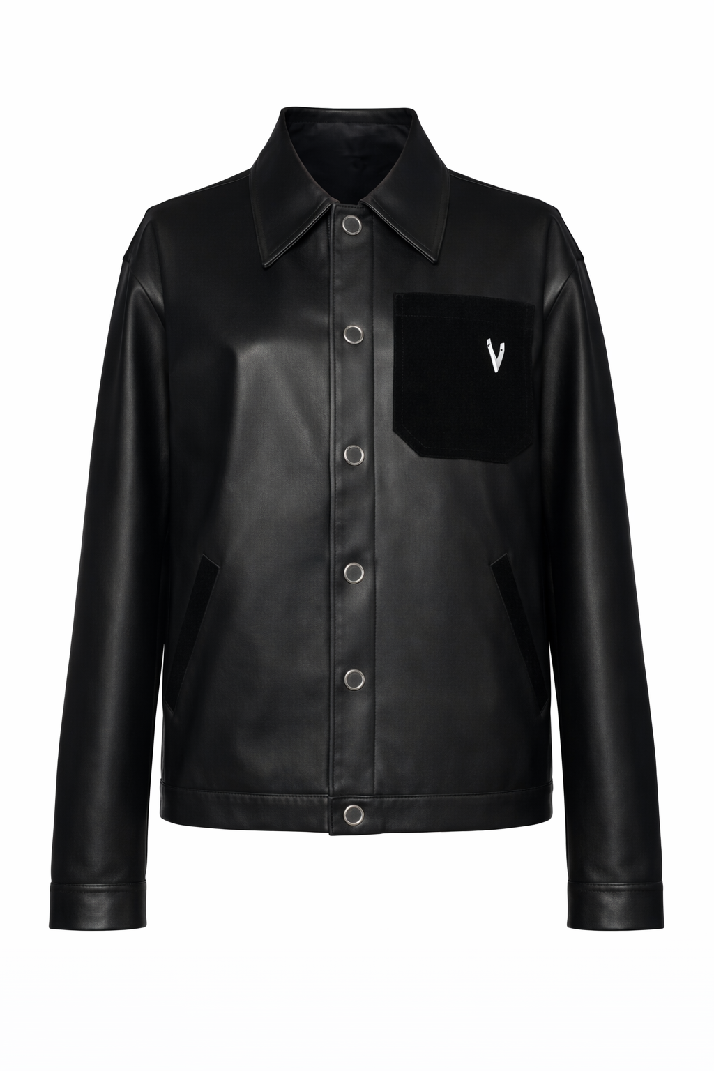 Leather Button Up Shirt Jacket