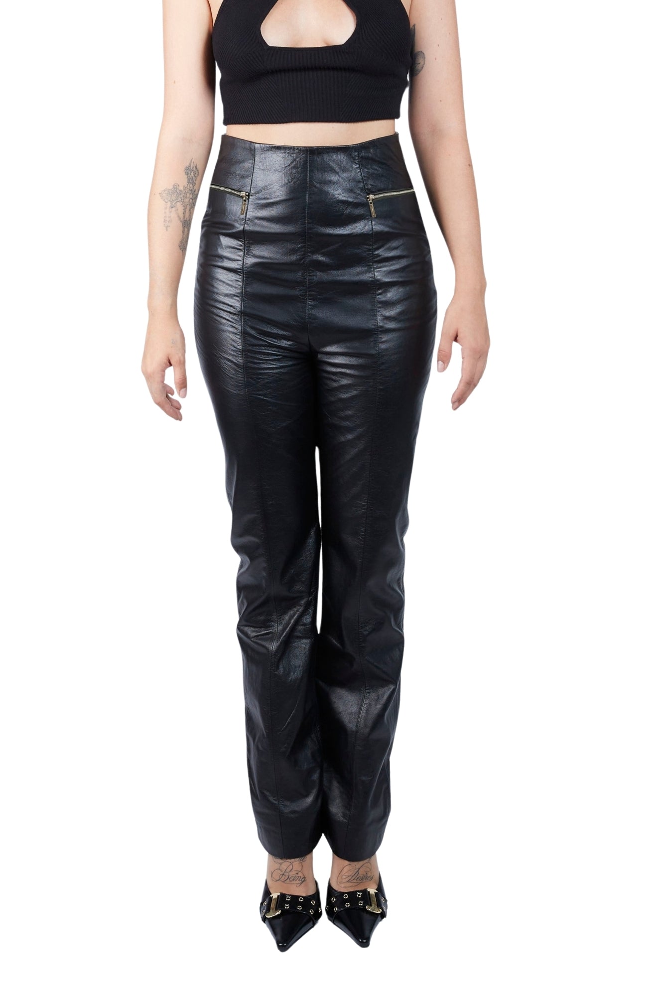 High-Waisted Leather Pants